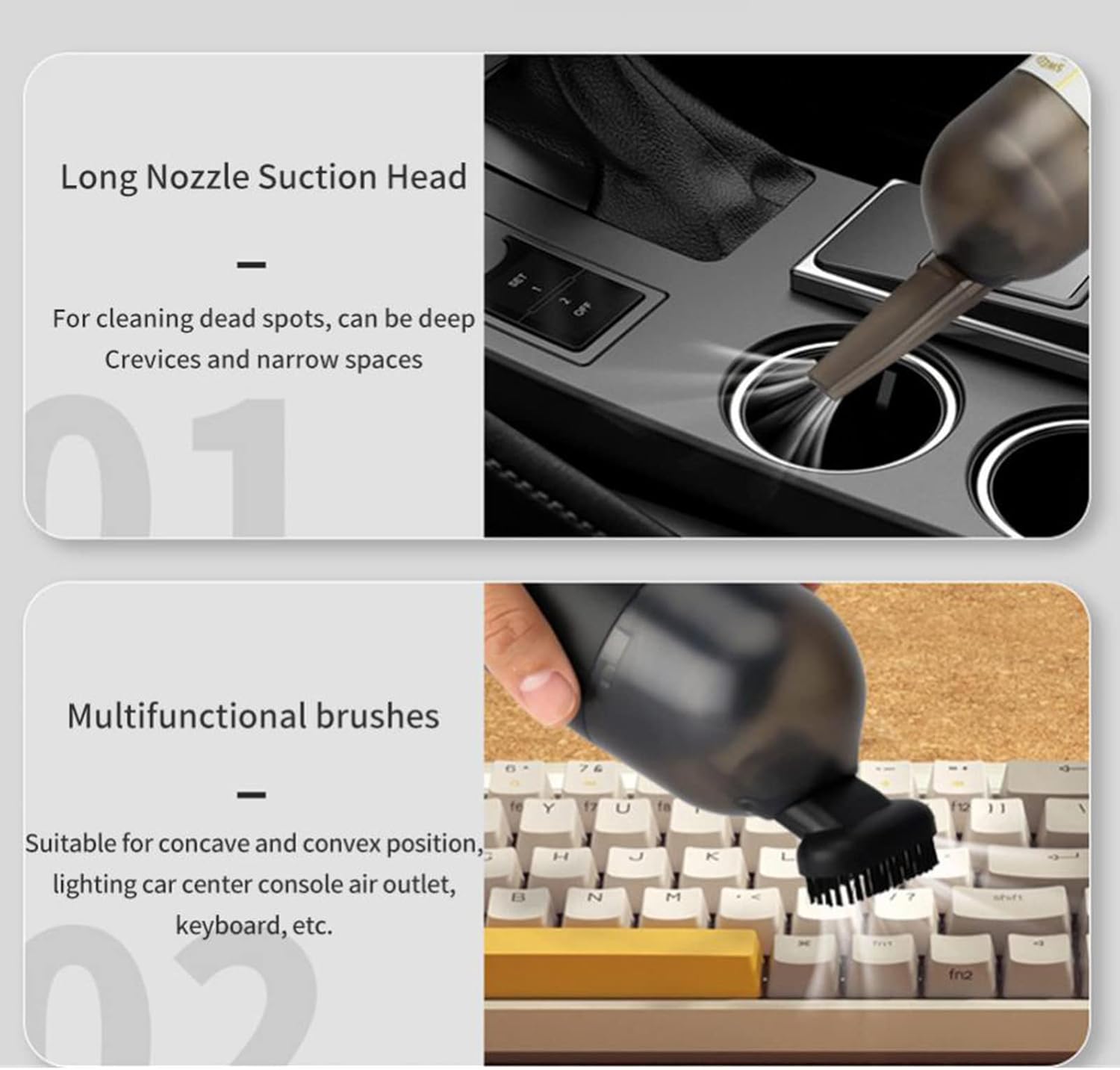 Wireless Car Vacuum Cleaner Portable Handheld Vacuum for PC Laptop Keyboard Home Desk Cheaning Vacuum Cleaner,Black