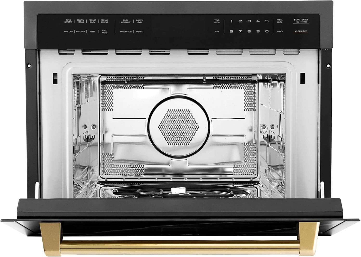 ZLINE Autograph Edition 30” 1.6 cu ft. Built-in Convection Microwave Oven in Black Stainless Steel and Champagne Bronze Accents
