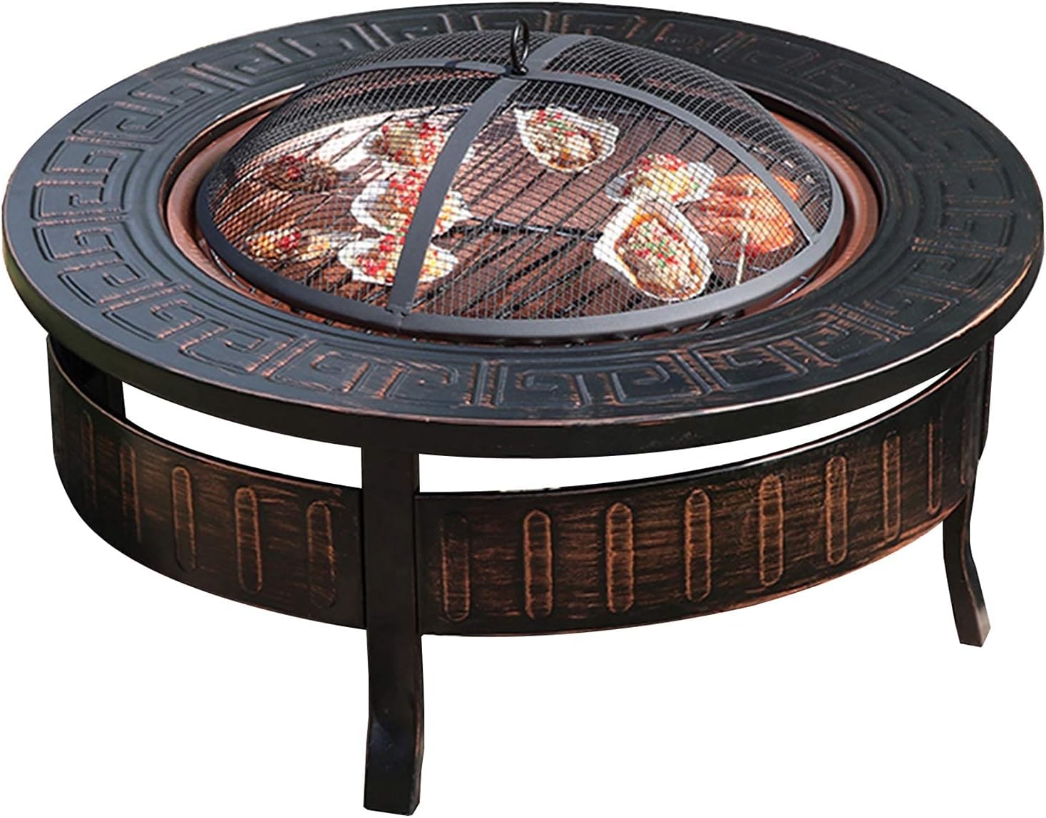 Outdoor Fire Pit Outdoor Wood Fire Pit Grill, Party BBQ with Cooking Grate, Backyard Patio Fire Pit