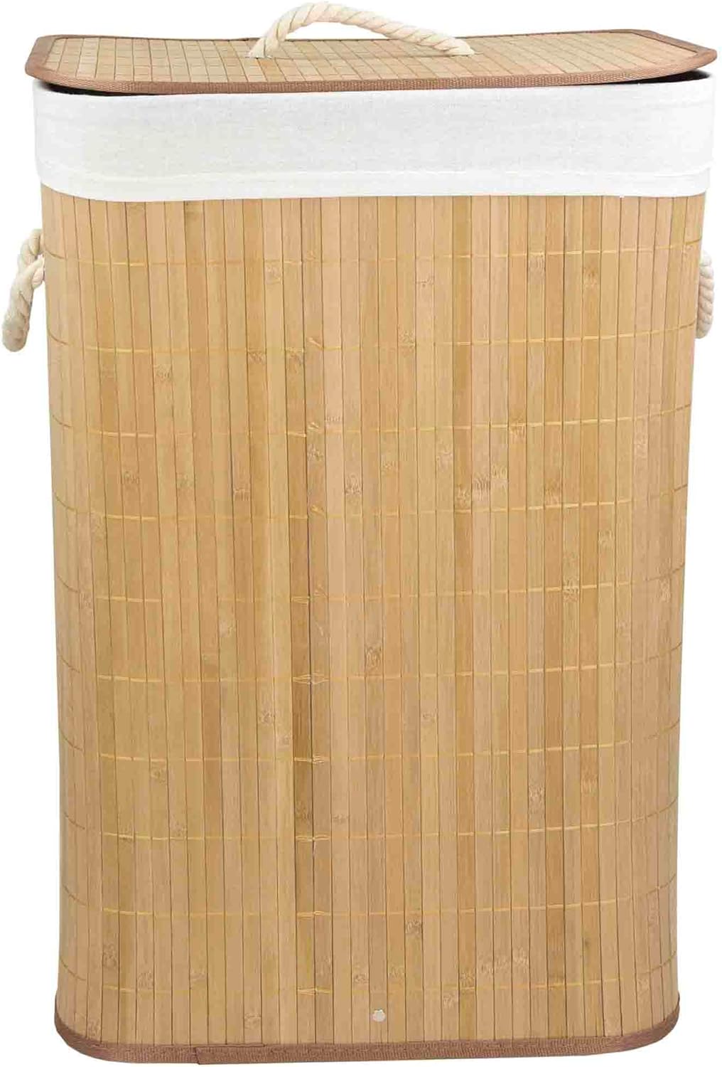 Home Basics Foldable Bamboo Laundry Basket Hamper (Rectangle, Natural)