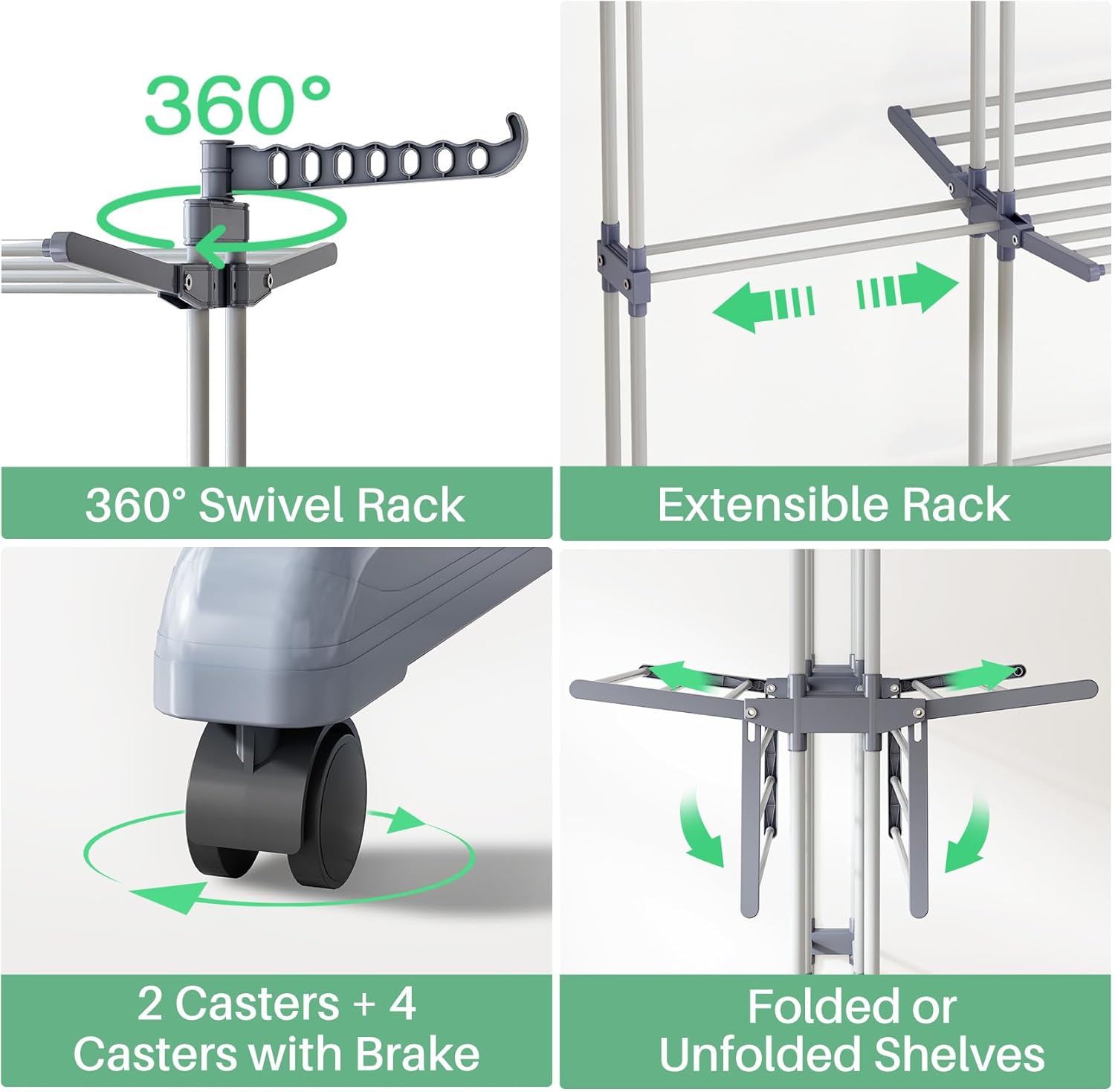 Kitstorack Clothes Drying Rack - Foldable Movable Clothes Rack Drying 30.0