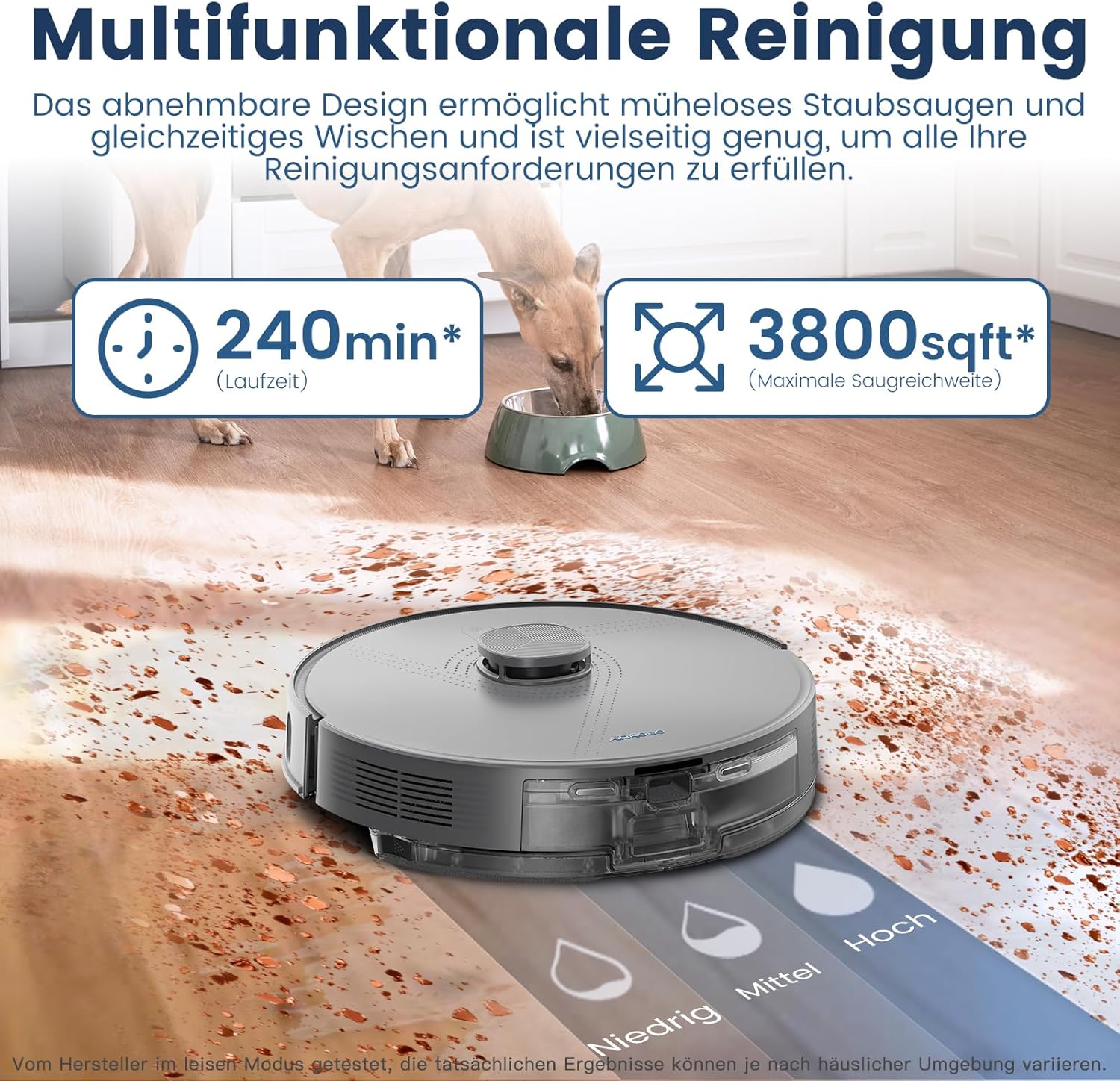 AIRROBO Robot Vacuum and Mop Combo, 75-Day Self-Emptying, 6000PA Suction, Tangle-Free Brush, Carpet Avoidance, LiDAR Navigation,Multi-Floor Mapping, Smart APP Control, Gray
