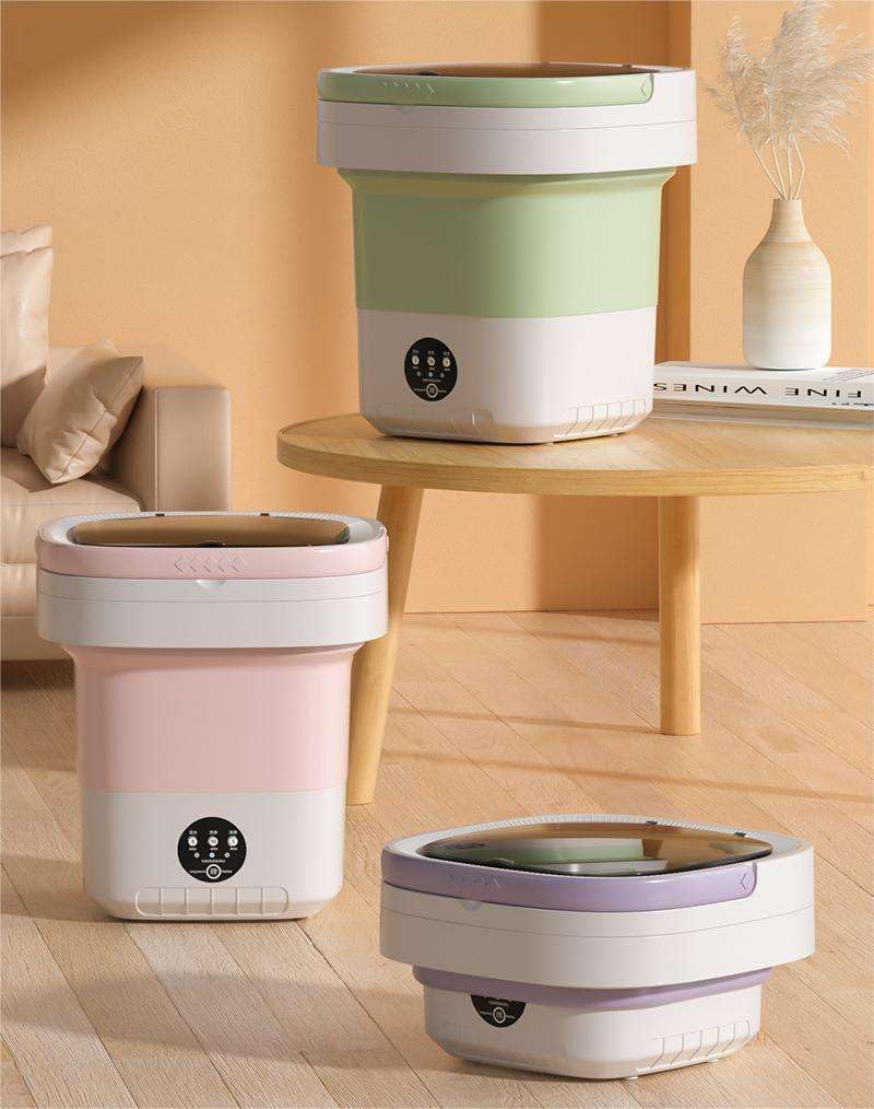 11L Portable Washing Machine with Foldable Design and 3 Cleaning Modes - Mini Washer for Baby Clothes, Underwear, Socks, and Small Items - Ideal for Apartment, Dorm, Camping, Travel (Pink)