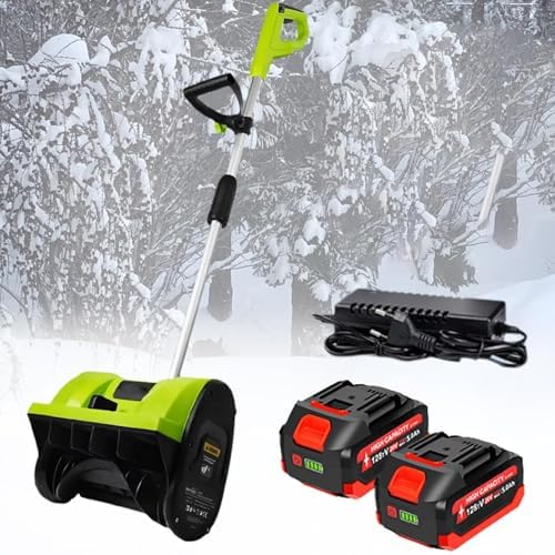 Cordless Snow Shovel with Adjustable Direction, Hand-held Electric Push Snow Blower with 2 Battery, 8m Throwing Distance, Rechargeable Snow Snowplow for School Roads Driveways