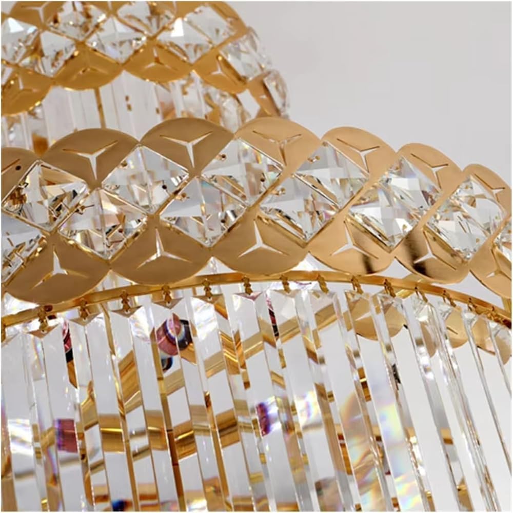 Modern Luxury Large Crystal Chandeliers Hanging Lamp for Villa Hotel Lobby Loft Living Room Decor Rotating Long Pendant Light Household(Cold Light,120 * 50cm)