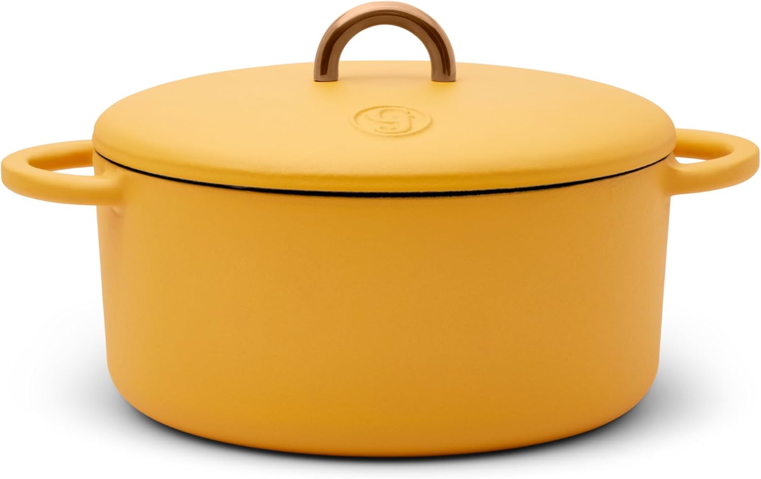 Great Jones Dutch Baby Dutch Oven with Lid (Mustard, 3.5-Quart) | Enameled Cast Iron, Round Shape | Safe for Stovetops & Ovens up to 500°F | Space-Saving & Dishwasher-Friendly | Small-Batch Cooking