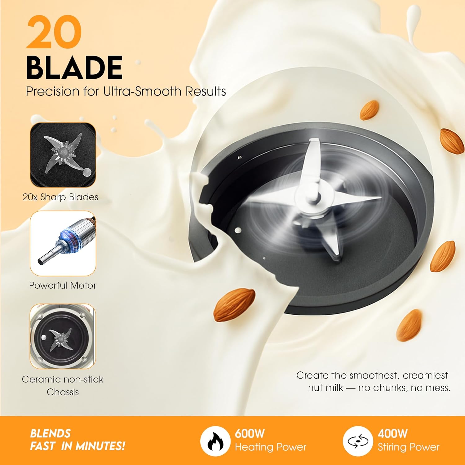 Nut Milk Maker Machine, 54oz, 11-in-1, 7 Extra Accessories, Oat & Soy Milk Maker with 20 Blades, Soybean Milk Maker, Almond Milk Maker, Soymilk Machine Maker, Nutmilk Maker Machine