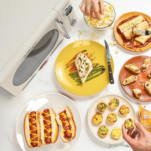 Nostalgia Retro Compact Countertop Microwave Oven - 0.7 Cu. Ft. - 700-Watts with LED Digital Display - Child Lock - Easy Clean Interior - Ivory