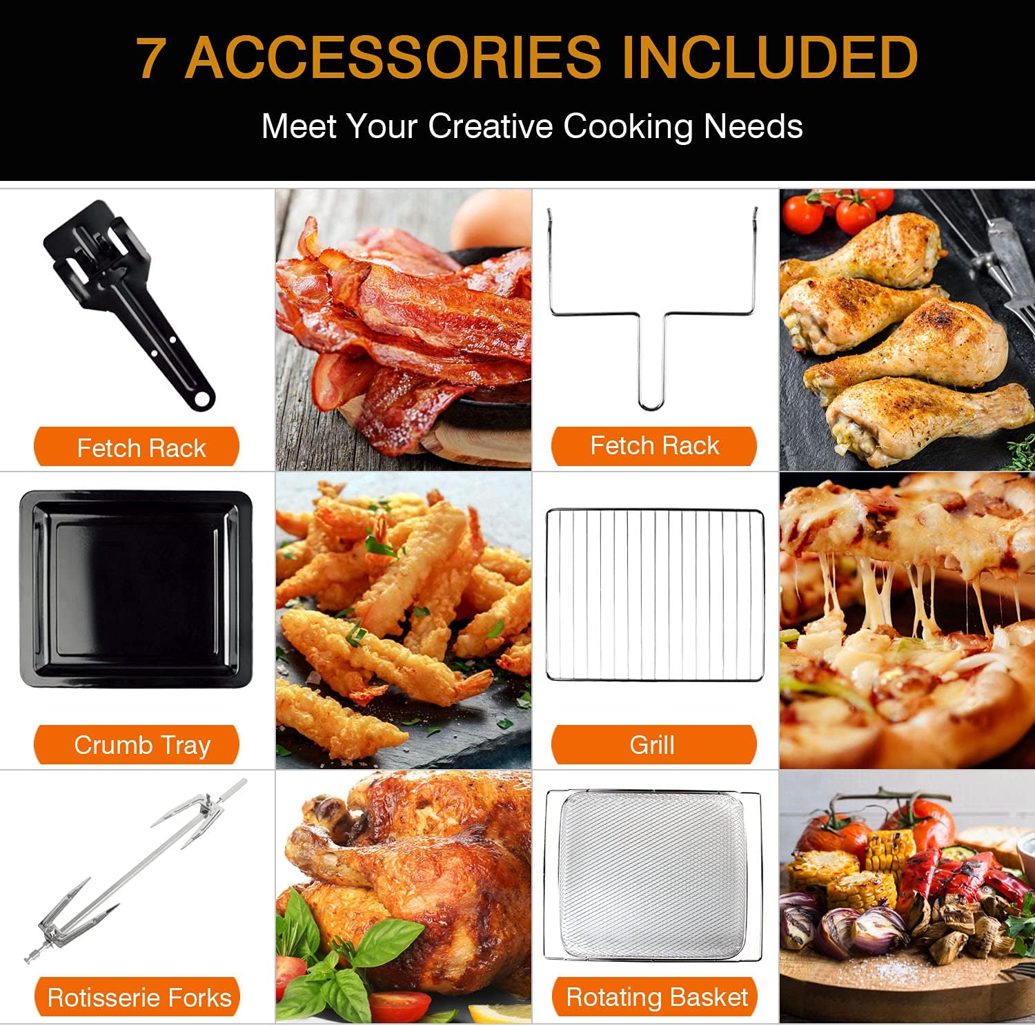 Artestia 26.4-QT Large Toaster Oven 10 IN 1 Air Fryer Digital Convection Countertop Ovens with Dehydrate and Reheat, Multifunction Toaster Oven Air Fryer Combo, 7 Accessories, 1800W