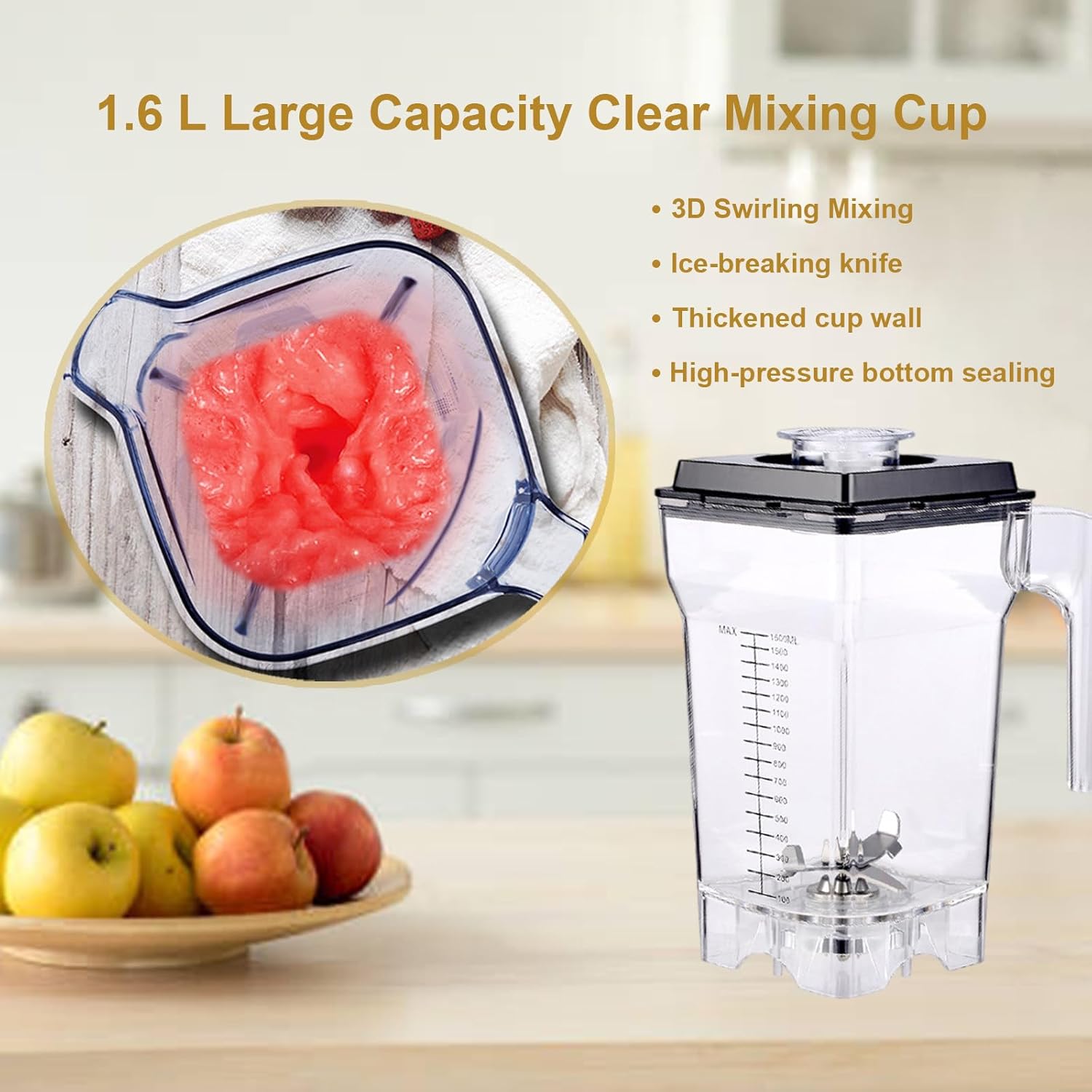 2200W Electric Kitchen Blender With Push Bar, 9 Speed Settings & Pulse Function, Stand Smoothie Mixer, Digital Display+1.6L Jug, For Smoothies, Meal Prep & Commercial Snacks