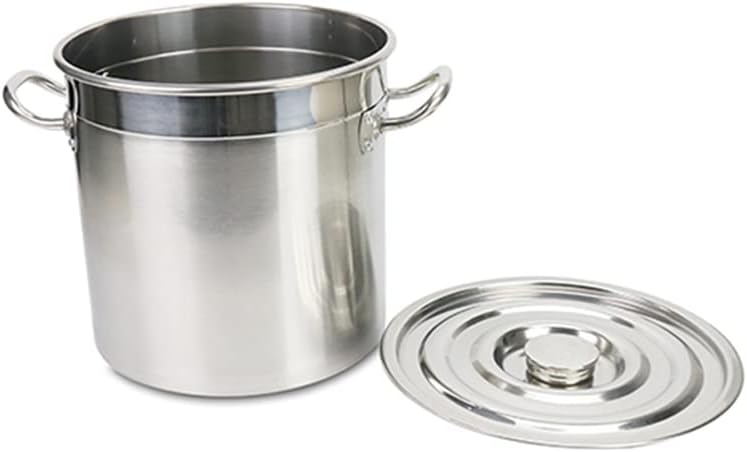 Stainless Steel Stockpot Heavy Kettle Outdoor Turkey Fryer Pot Soup Bucket with Basket and Lid Cookware for Lobster,Shrimp,Crawfish Boil,40cm/15.7inch (45cm/17.7inch)