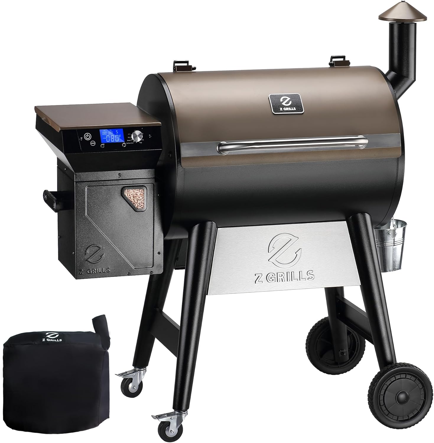Z GRILLS Wood Pellet Grill Smoker with PID 3.0 Controller, 697 Cooking Area, Meat Probes, Rain Cover for Outdoor BBQ, 7002C