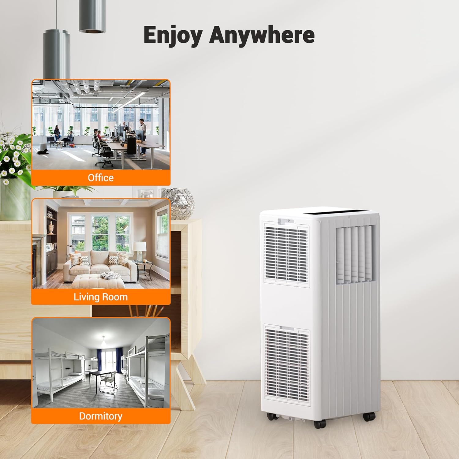 Portable Air Conditioner, 8000 BTU for Rooms Up to 350 Sq Ft. Smart Portable AC Unit with Follow Me Remote, 3 IN 1 Ac Unit Dehumidifier, Fan, Cools Up Suitable for Bedroom, Living Room