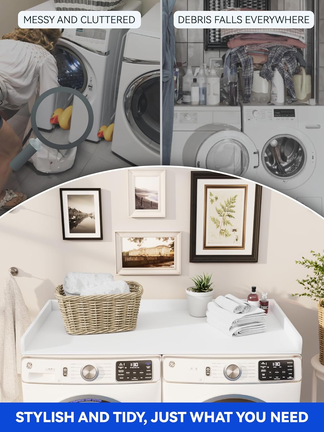 Washer Dryer Countertop High-Adhesion, Non-Slip Protective Layer, 54