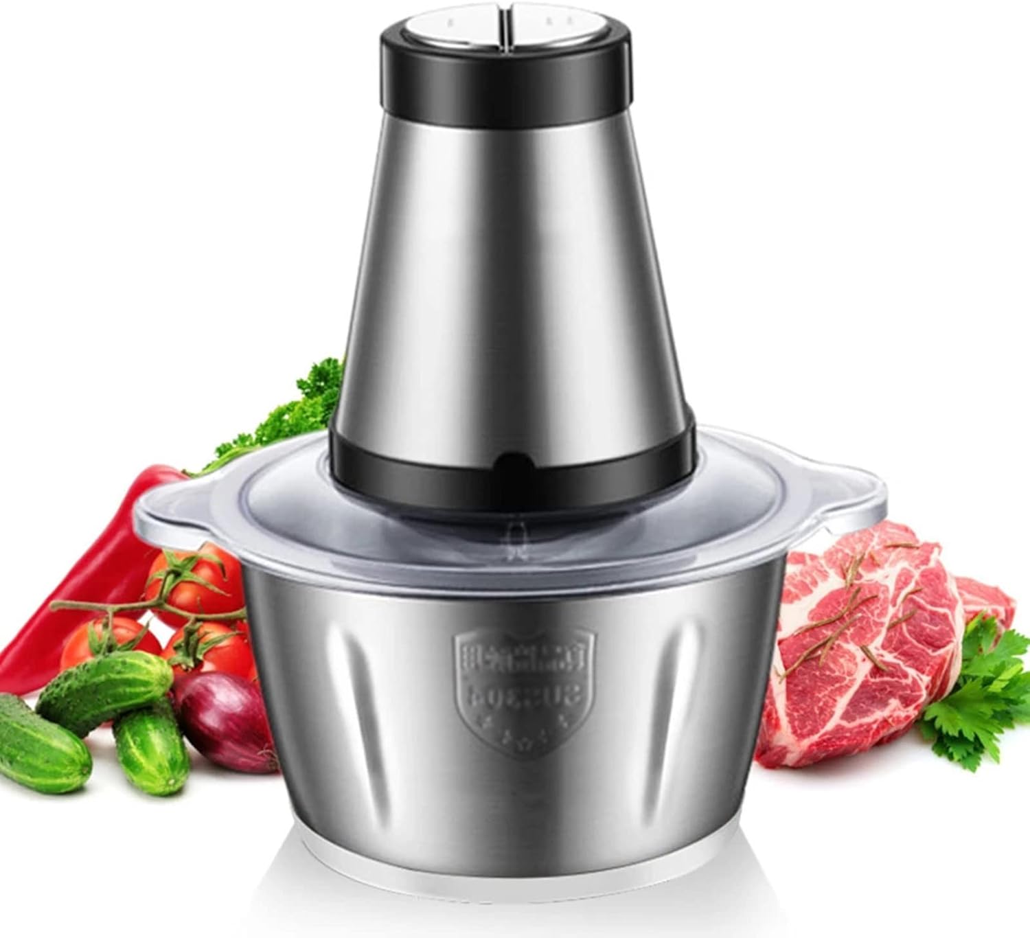 Kitchen Food Processor 3L Food Grade Steel Meat Grinder - Mini Multi-Function Chopper, Countertop Vegetable Fruit Nut Spice Blender/Meat/Onion/Vegetables/Nuts