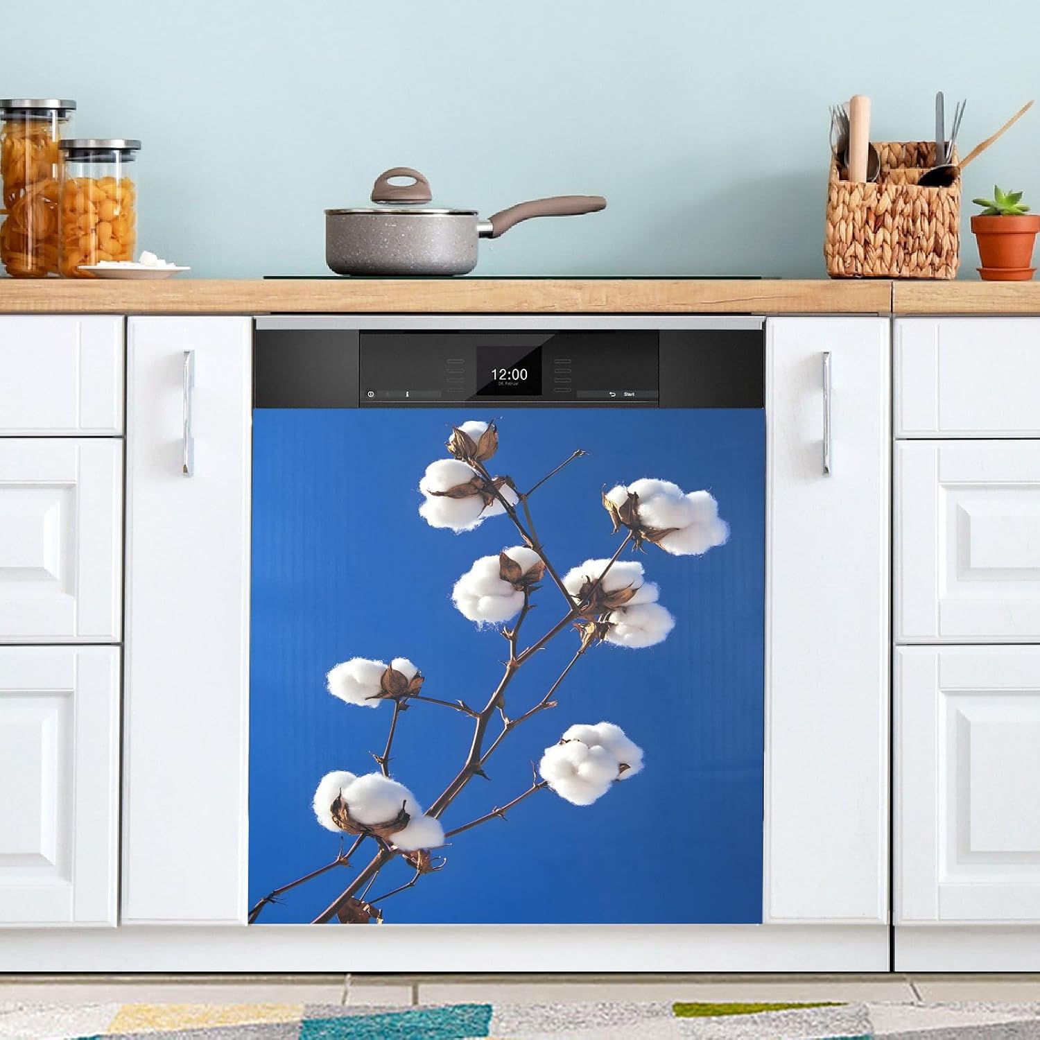 Dishwasher Magnet Cover Large Magnetic Stickers White Cotton Front Dishwasher Cover Reusable Decal for Home Kitchen Anti-Scratch Refrigerator Decorative Lid Washing Machine Laundry 23