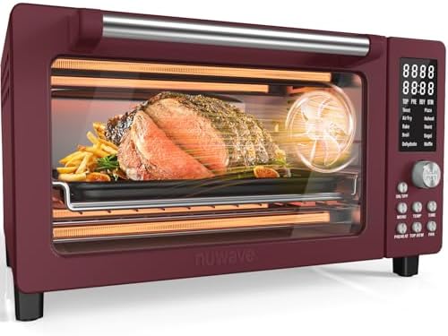 Nuwave Bravo Pro Smart Air Fryer Toaster Oven Combo, 10-in-1 Functions with Quicker & Even Crisp Technology, 1800W, 50-450°F, PFAS-Free, 21QT, Cinnamon