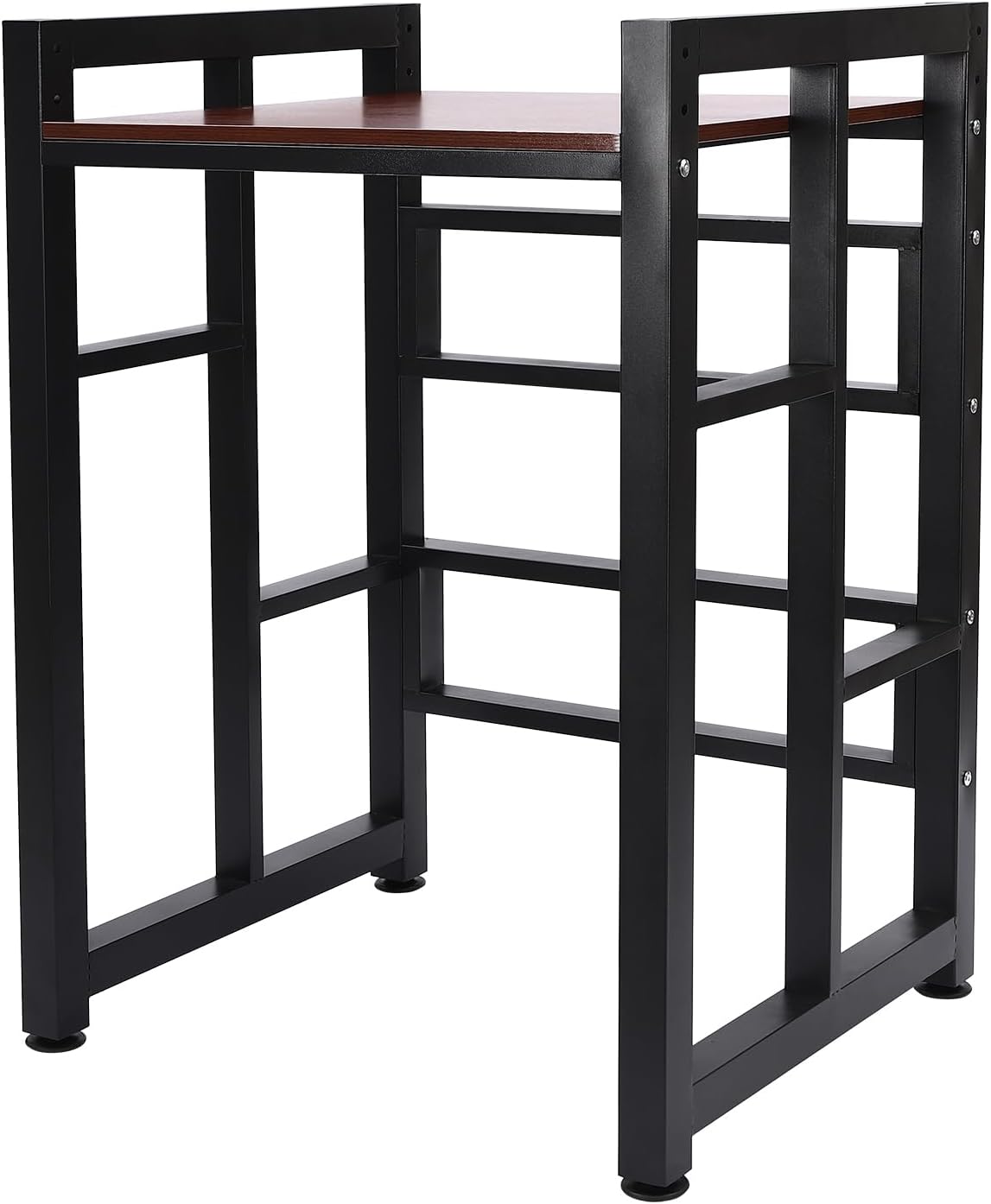 Black & Teak Washer Dryer Rack, Over-Appliance Storage Shelf 2-Tier, Metal Frame Wood Top Organizer for Laundry Room, Bathroom, 27in Wide Gap Cart, Holds Detergent, Towels, Slim Slide-in Unit