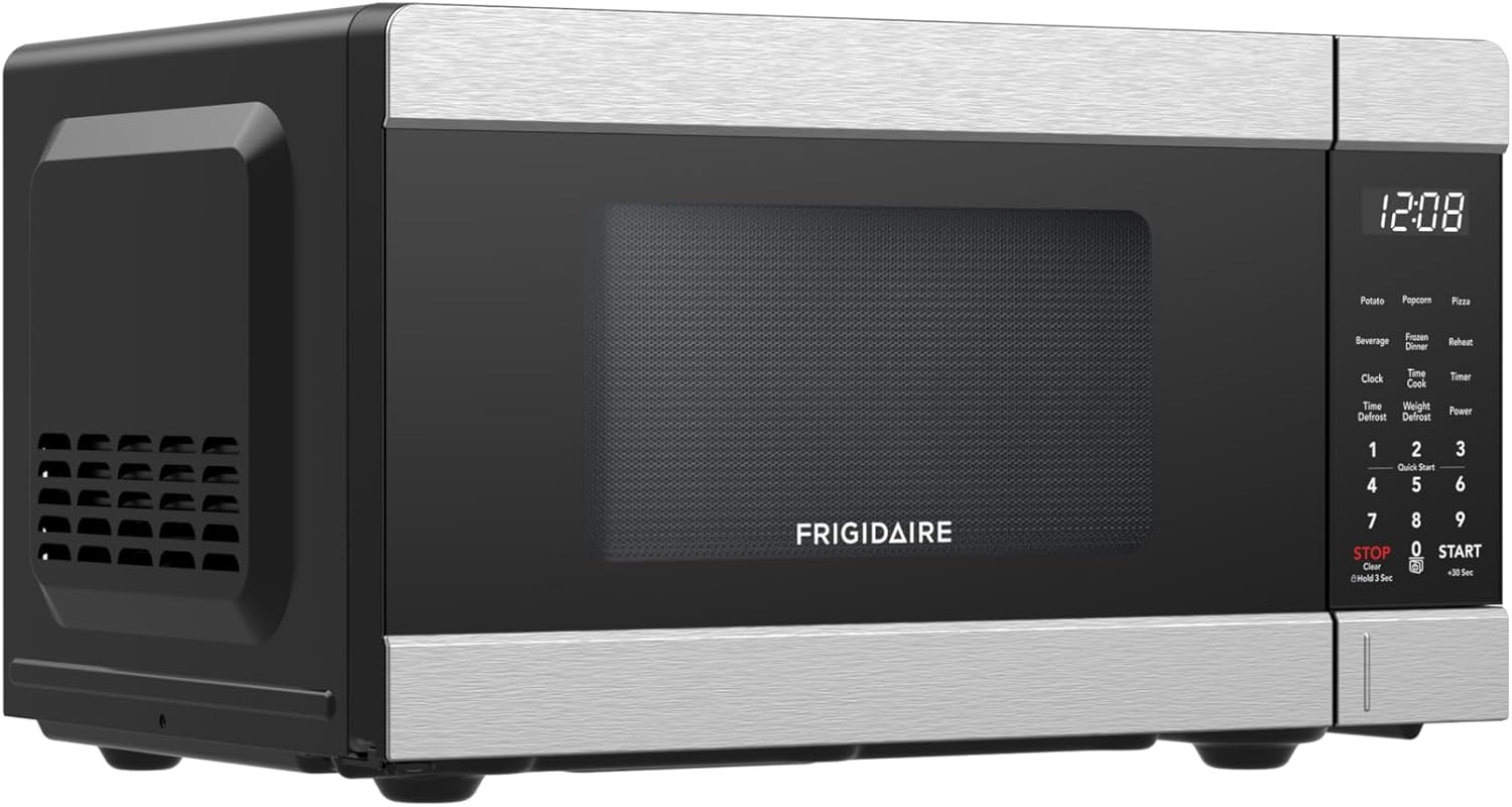 Frigidaire 0.9 CU. FT. Microwave, Digital Control Panel - Auto Cooking Settings - Child Safety Lock - Stainless Steel