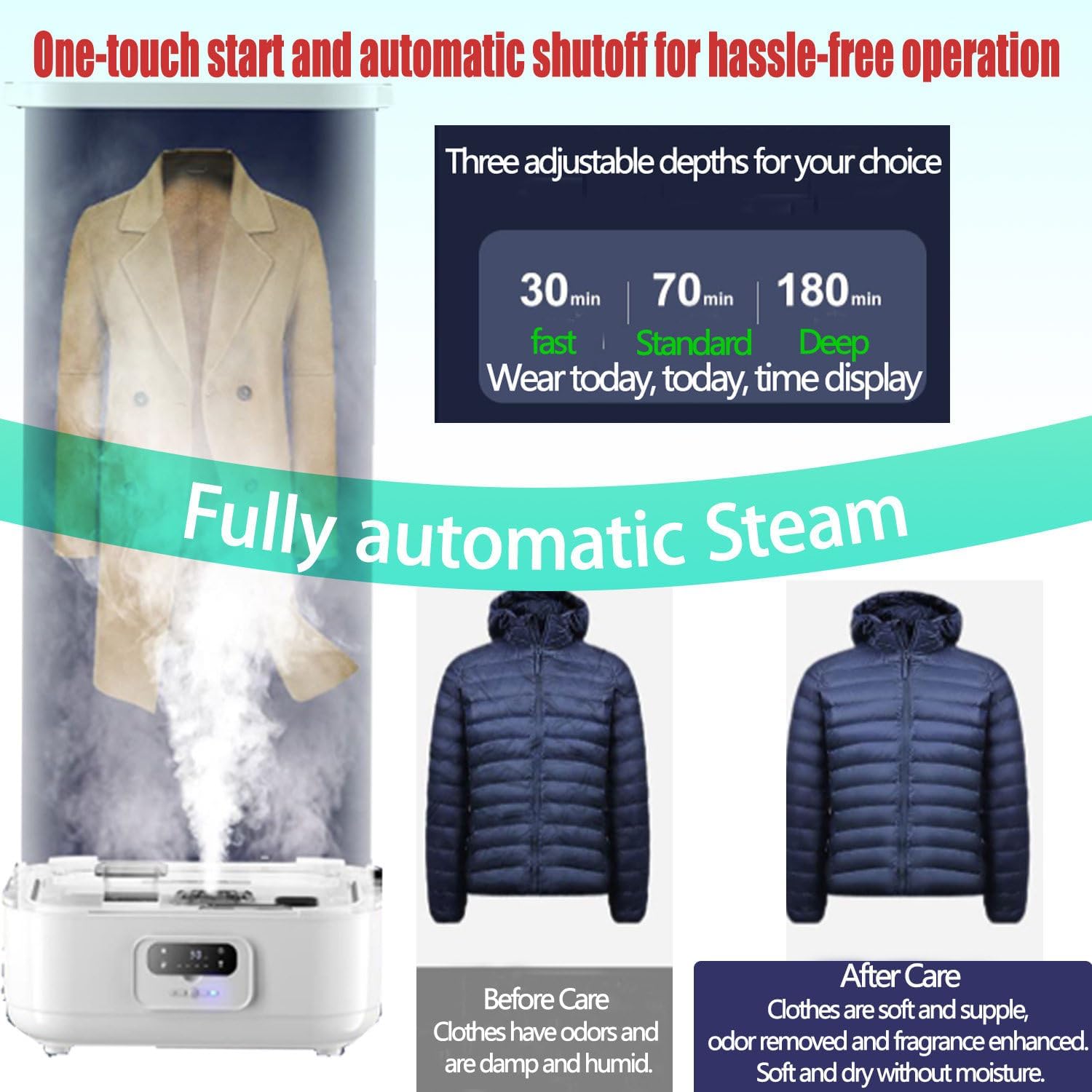 Steam Closet，The Built-in Sensor，Portable Steam Drying Smart Machine，Store 10kg Clothes，900w Turbo Steam for Emergency Quick Drying