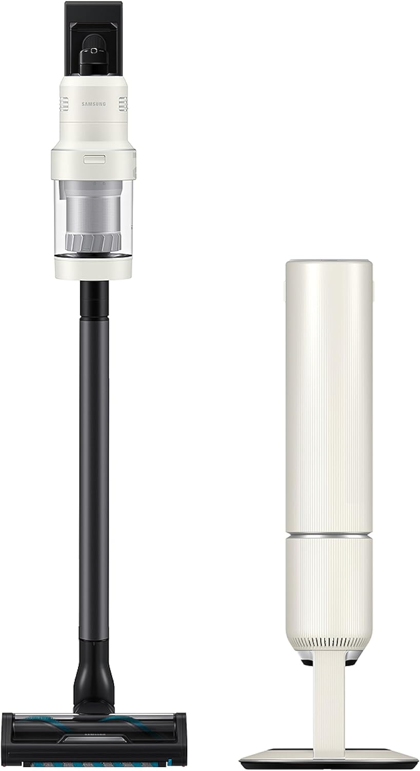 SAMSUNG BESPOKE Jet AI Cordless Stick Vacuum Cleaner w/All-In-One Clean Station, 280AW Suction Power, Longest Battery Life, Multi Surface Floor Brushroll, Lightweight, VS28C9760UG, 2023, Satin Greige