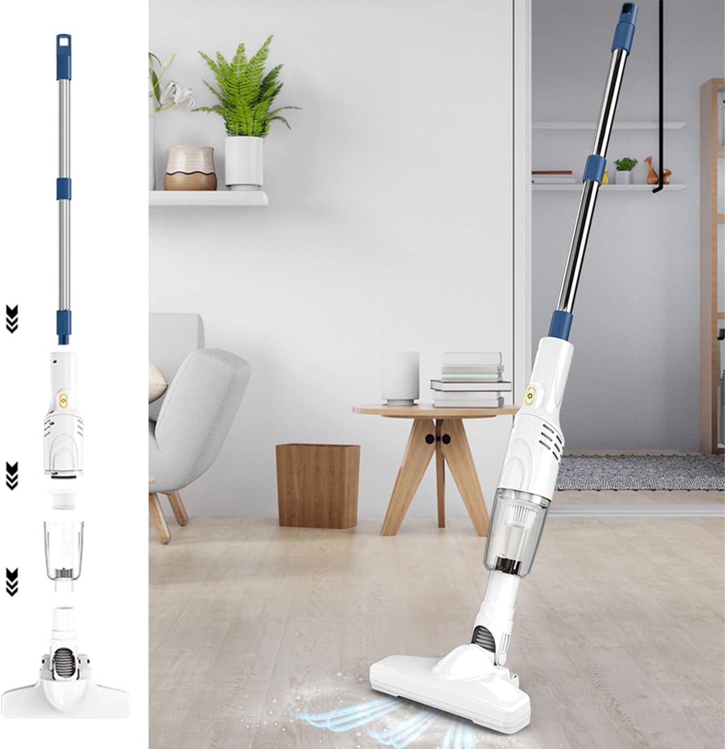 Portable Cordless Vacuum Cleaner,High Power Suction Stick Vacuum,Light Weight Household Car Compact Vacuum Cleaner for Carpet,Hardwood Floor,Pet Hair
