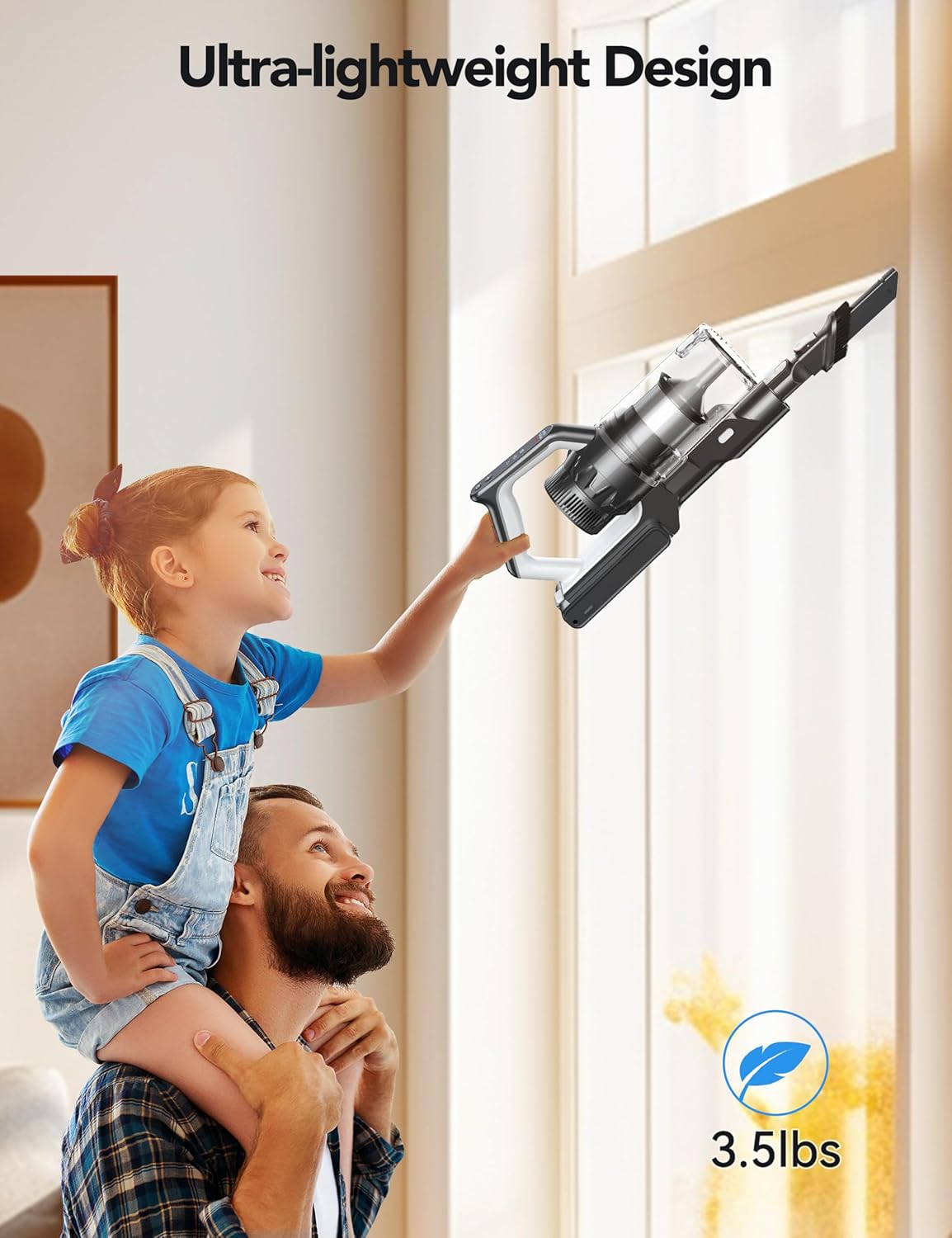 Cordless Vacuum Cleaner, 23000pa Powerful Lightweight Stick Vac with LED Headlights, 45min Runtime, 3 Modes, Removable Handheld Vac with HEPA Filter for Carpet, Hard Floor, and Pet Hair (Blue)