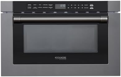 KoolMore Reserve 24 in. 1.2 cu. ft. Microwave Drawer with Electric Door Opening, 10 Power Levels, Sensor Cooking, Melt, Defrost, Bake, Roast, Broil, 1500 Watts, UL Certified in Black Stainless-Steel