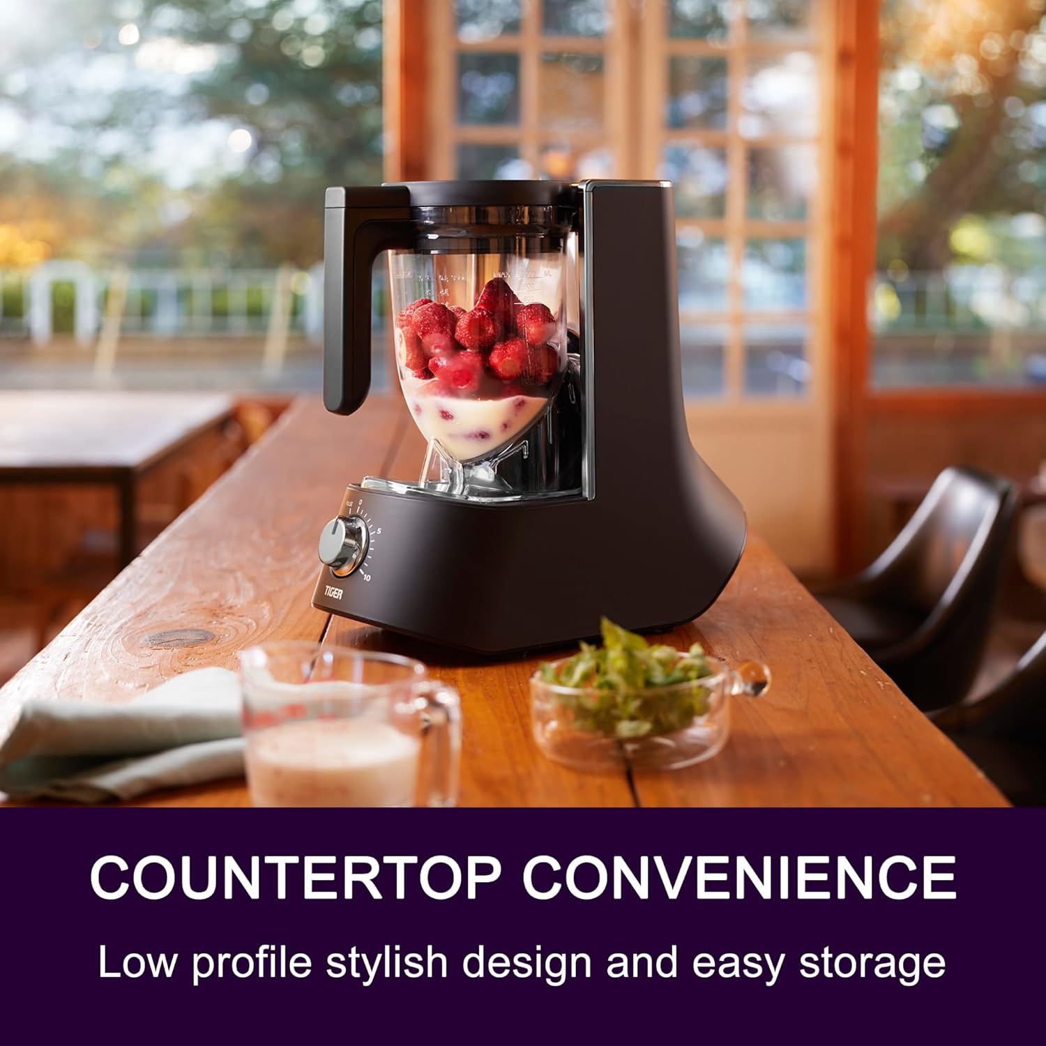 Tiger Smoothie Blender - Japanese Smoothie Maker for Smoothies, Crushed Ice, Milkshakes, Soups, Purees, Sauces, Matcha with Degree Diagonal-Blade Food Processor​