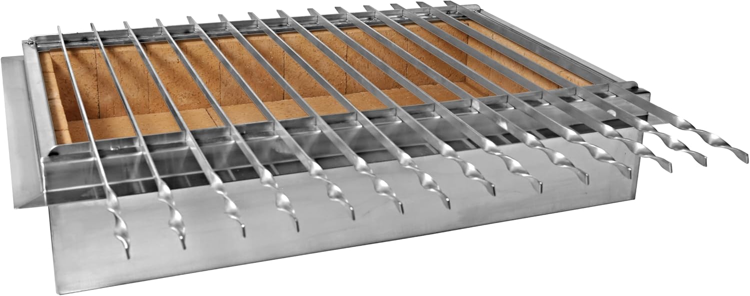 Stainless Steel Stone Series Built-In Charcoal Grill for Barbecue Islands and Outdoor Kitchens -304 Grade Stainless Steel - Made in the USA (42 Inch)