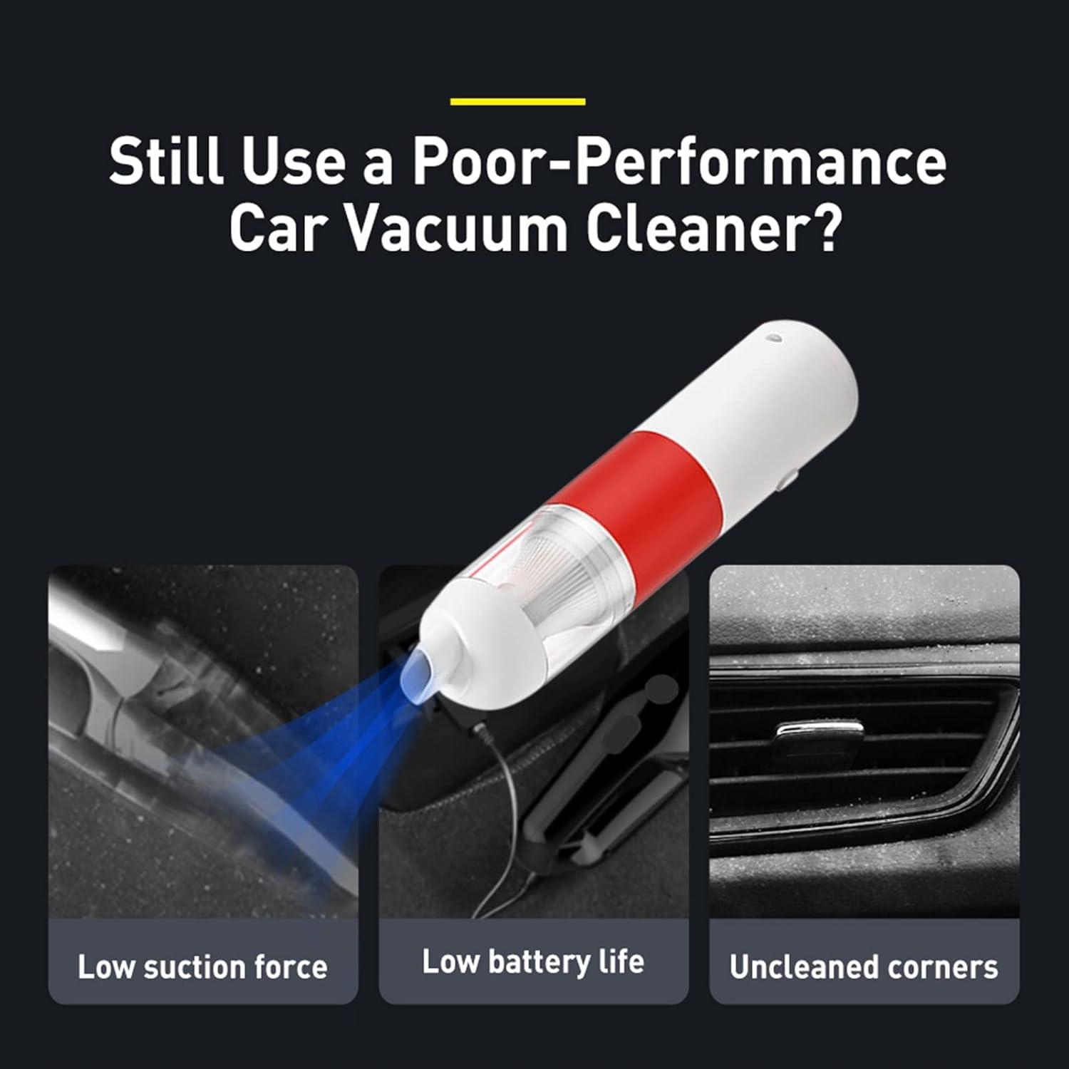 Hard Floor Vacuum 20000Pa Handheld Wireless Vacuum Cleaner 120W Powerful Cyclone Suction Mini Home Vacuum Cleaner Dry Only 5000mAh (Color : Orange)