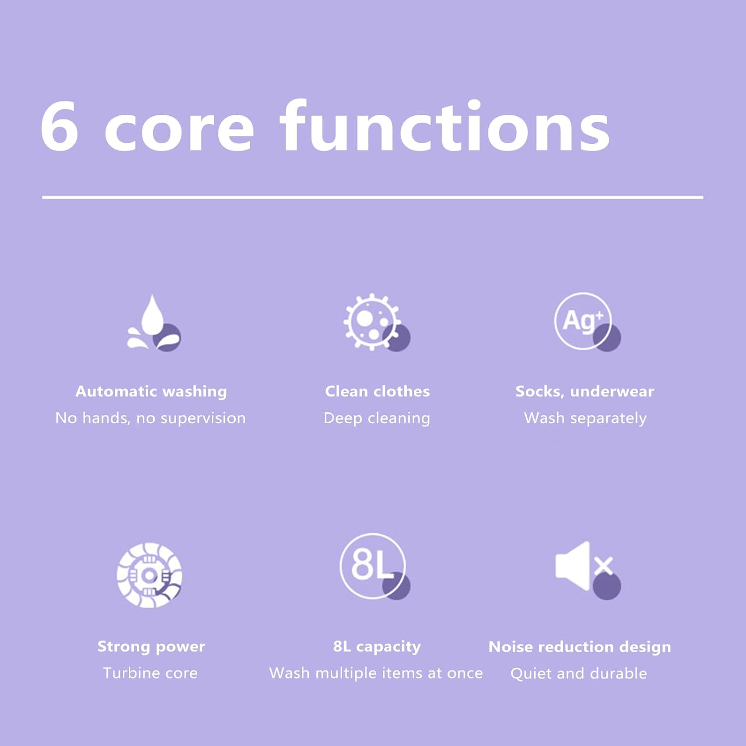 Portable Washing Machine,Mini Washer 8L Upgraded with Spin Basket,Small Clothes Folding Washing Machine of Underwear, Baby and Small Clothes,Suitable for Home Apartments Dormitories,Purple