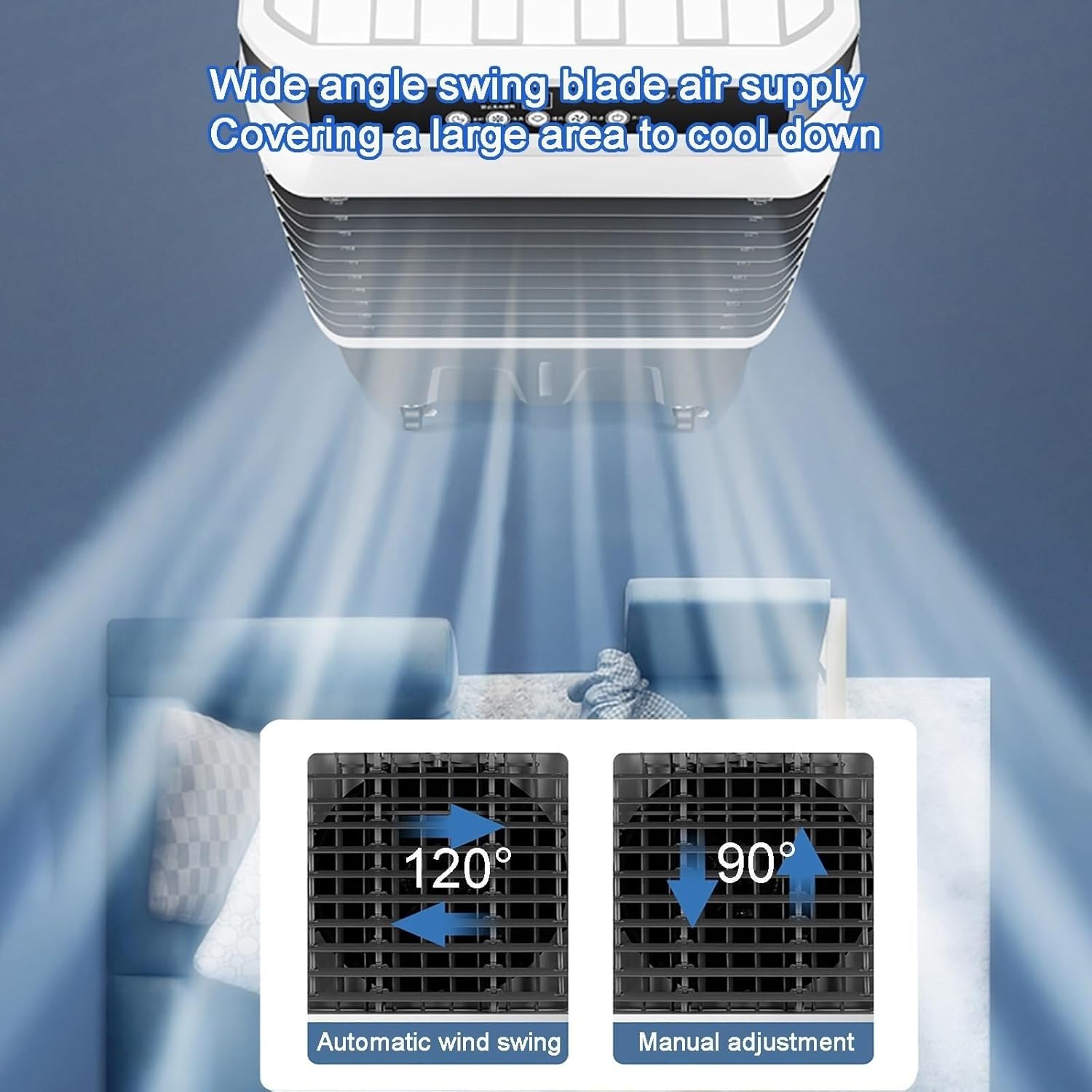 40L Evaporative Air Cooler, 3-in-1 Portable Air Conditioner, Cooling Fan & Humidifier with Remote, 120° Oscillation & 4 Ice Packs for Indoor/Outdoor Use