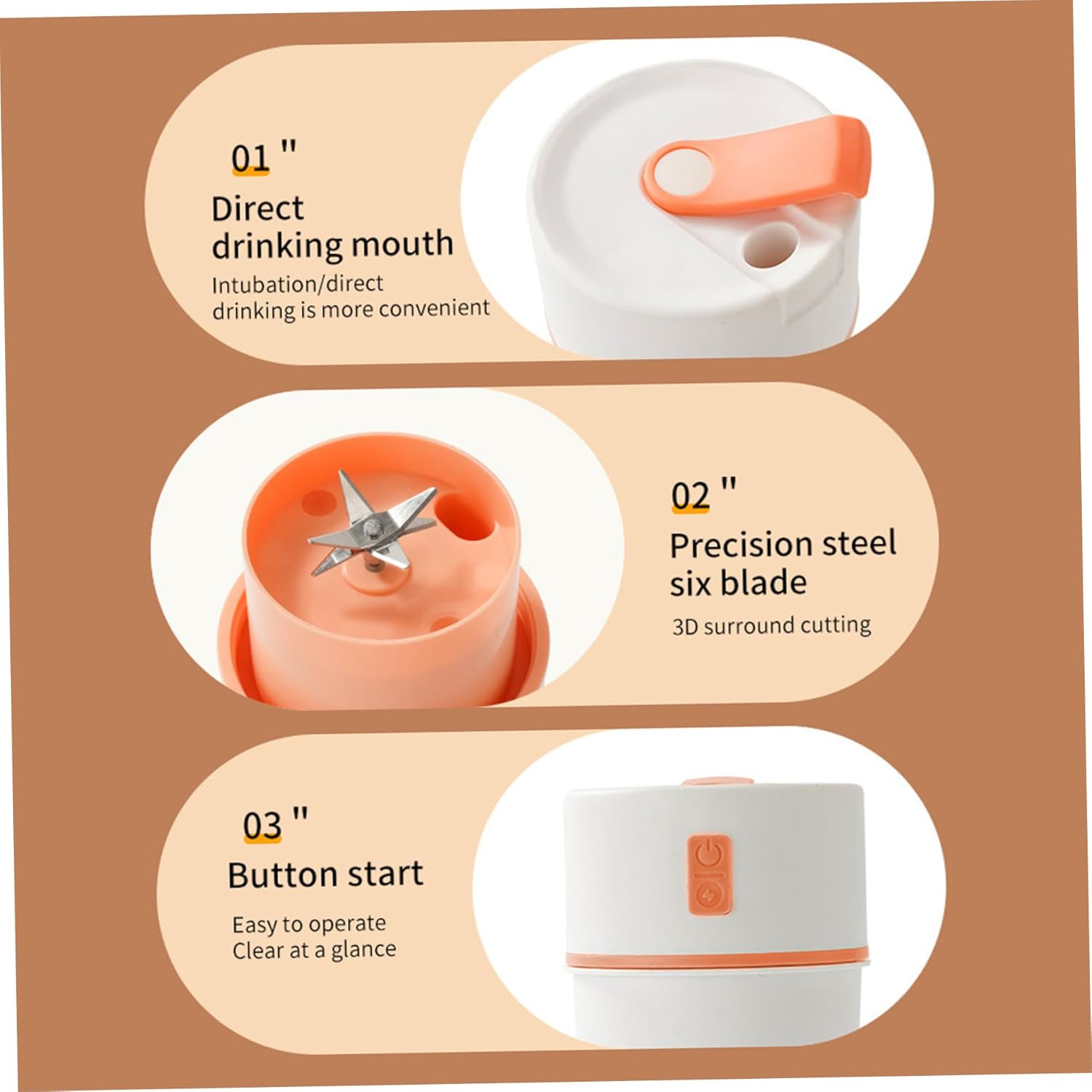 Portable Blender, 480ml Portable Juicer Blender with 6-Blade Head, Cup for Shakes and, USB for Office, Gym, Kitchen, Travel Mini