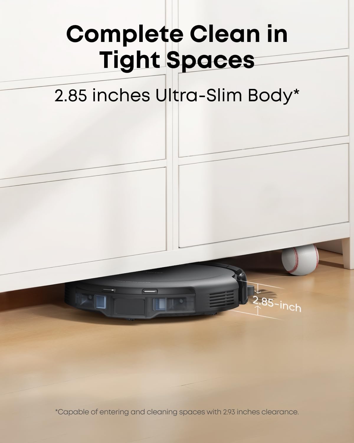eufy Like-New C10 Robot Vacuum Self Emptying, 8 Weeks Hands Free, Advanced Smart Mapping with LiDAR Navigation, 2.85-Inch Slim Design, Powerful Suction, Edge Expansion Brush for Pet Hair（Renewed）