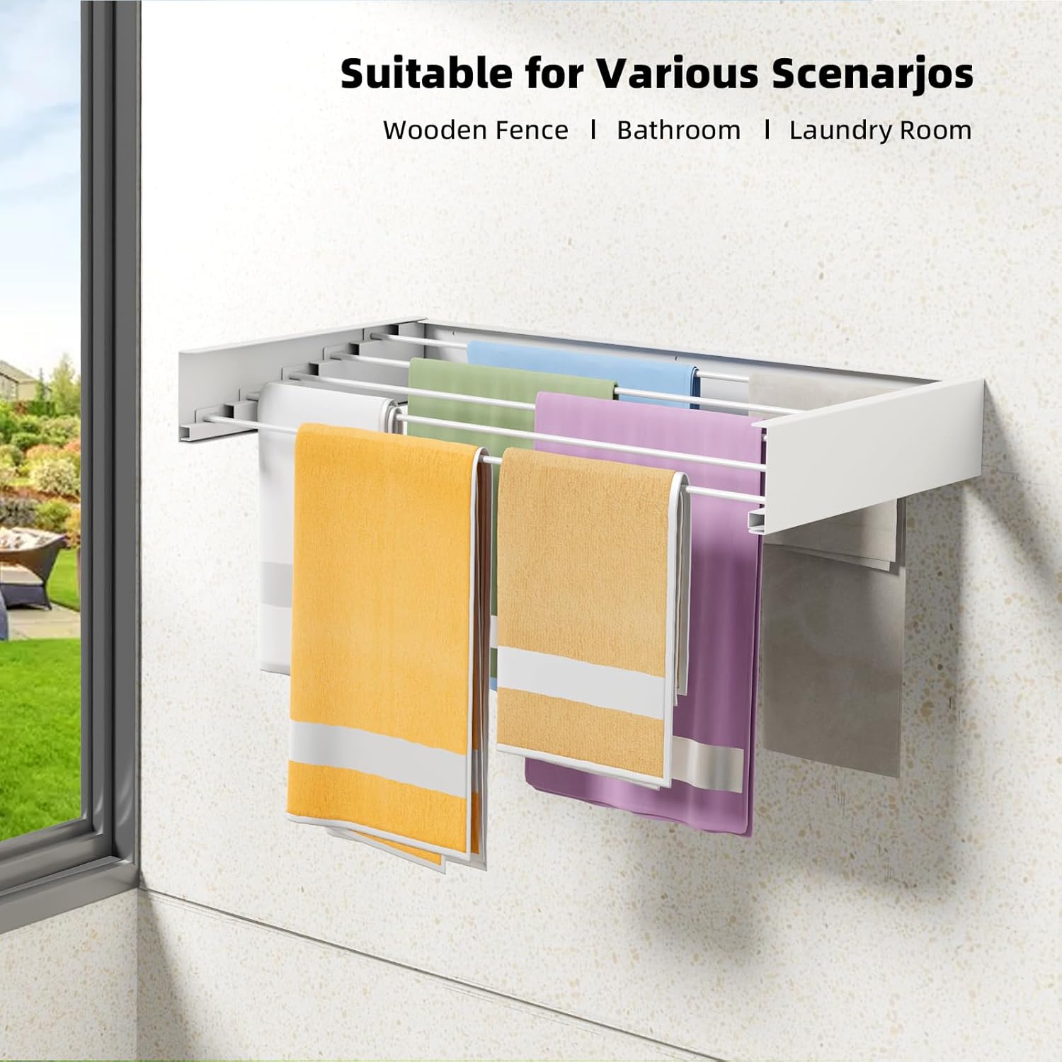 Laundry Drying Rack Collapsible, Wall Mounted, Clothes Drying Rack, 31.5