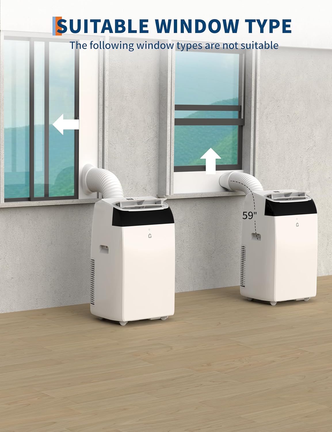 14000 BTU Room Air Conditioners with Remote Control, 3-In-1 Free Portable AC Unit with Fan & Dehumidifier, Cools Room Up to 750 Sq.Ft, Smart/Sleep Mode,3 Speed,Auto Swing,24H Timer