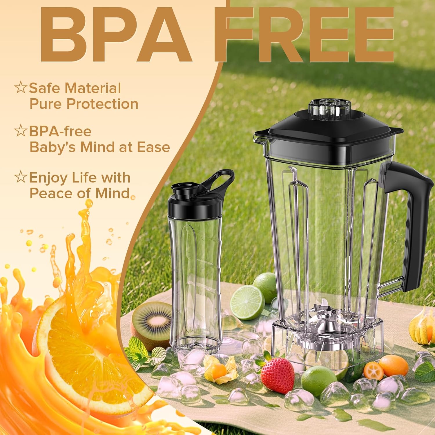 Blender for Smoothies, Blenders for Kitchen, Ice Crushing, Frozen Fruits, Smoothie Blender with 68Oz. Pitcher and 20Oz.Juicer Container