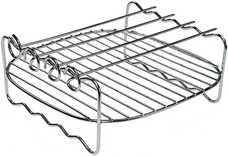 Double-Layers Cooking Rack Stainless Steel Barbecue Tray Accessory BBQ Kitchen Tools (Color : As Shown, Size : One Size) (As Shown One Size)