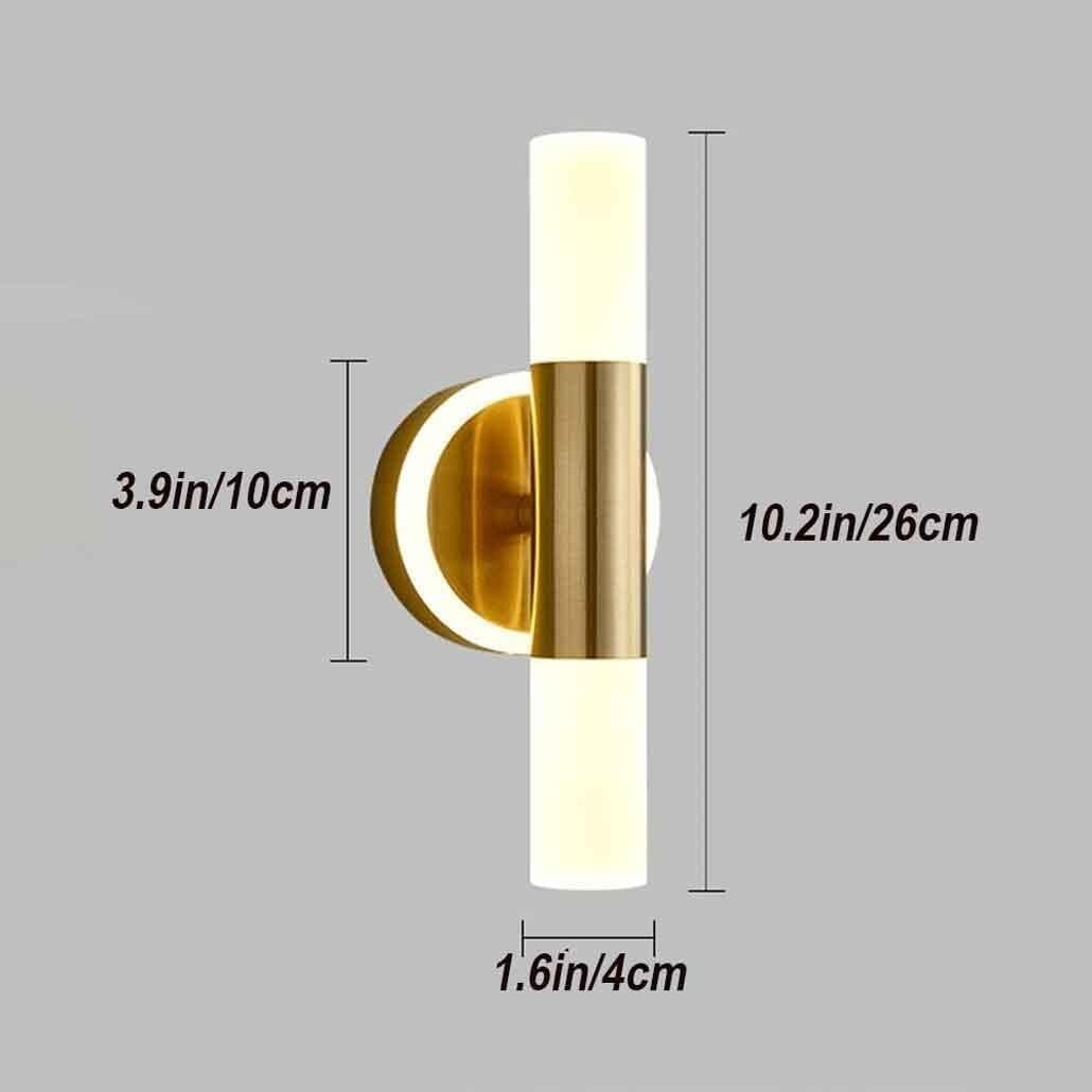 Acrylic Long Cylinder LED Wall Sconce Gold Brass Finsih Light Fixture, Indoor Art Decor Mounted Lamp,Household