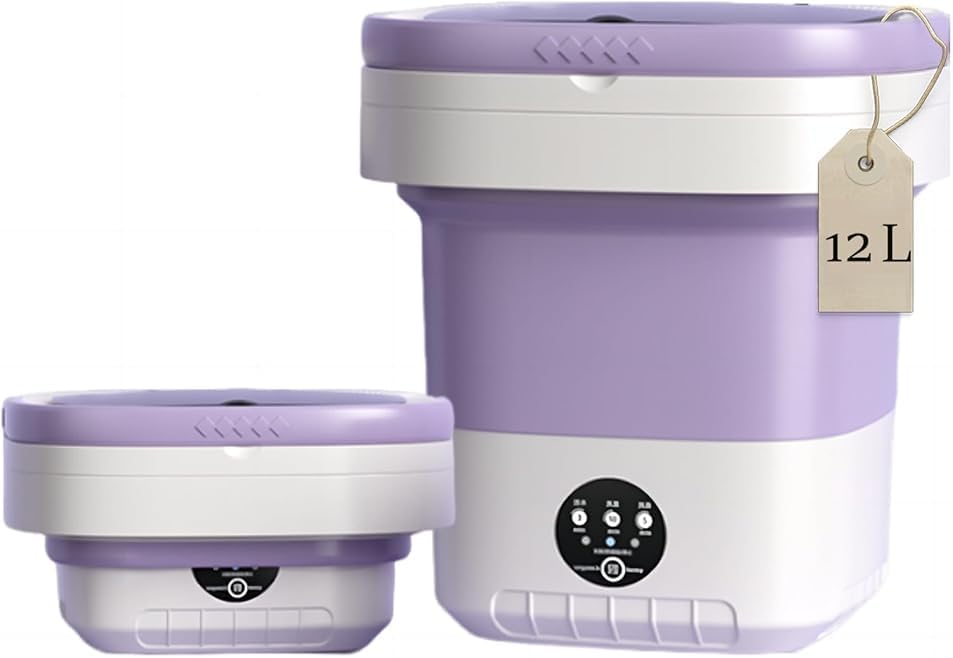 Upgraded 13L Portable Washing Machine, Washer and Dryer for Deep Cleaning of Underwear, Socks Suitable for Apartments, Dormitories, Hotels, RVs, Travel Laundry (Color:Purple)