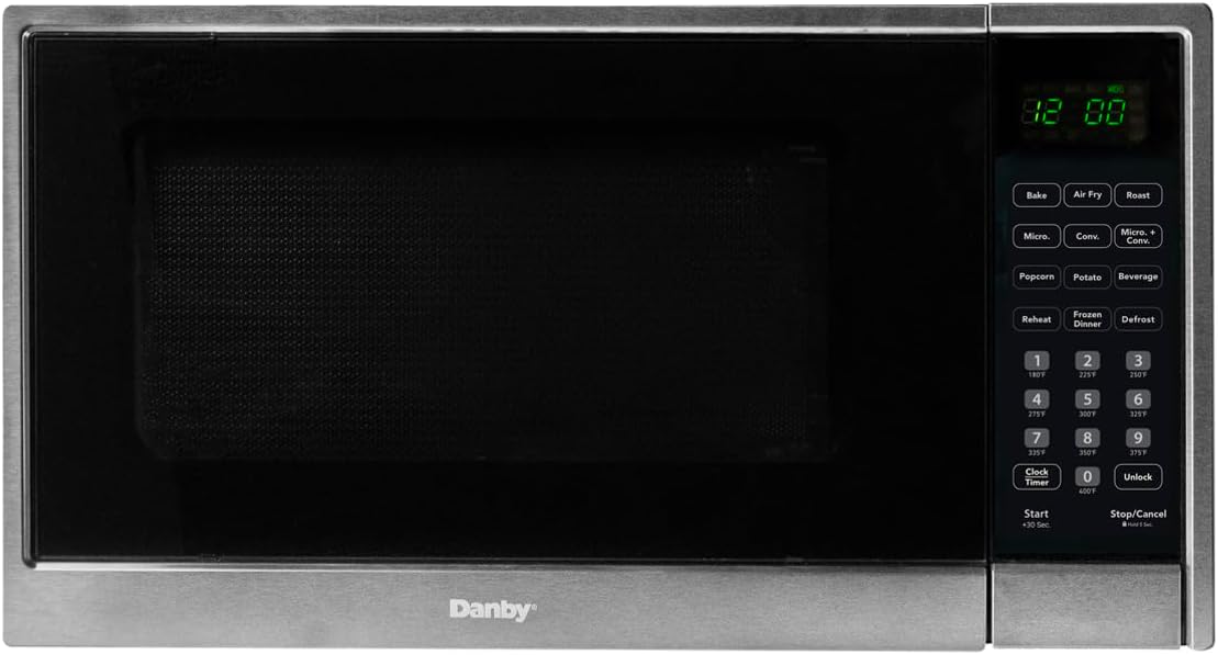 Danby 1.3 cu. ft. Multifunction Countertop Microwave with Air Fry in Stainless Steel (DBMW1361ABSS)