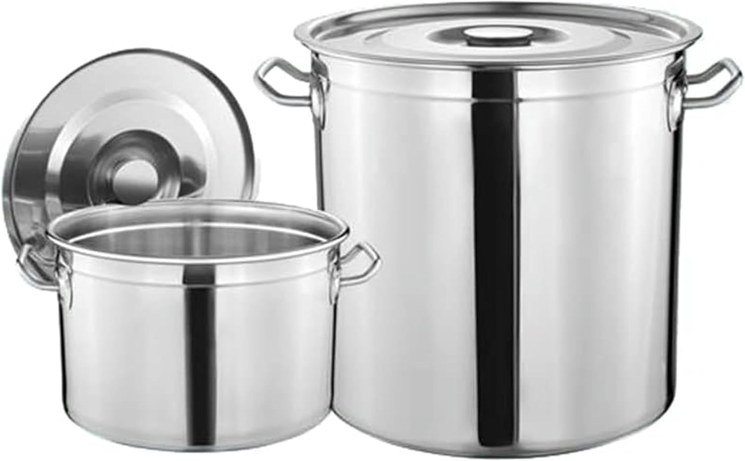 Large Stainless Steel Stock Pot 27QT/45QT/63QT with Basket & Lid, Seafood Boil & Turkey Fryer, Outdoor Cooking Steamer Pot (70L/63QT)