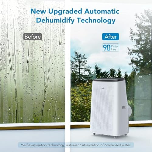 14,000 BTU Portable Air Conditioner for 550-750 Sq Ft 3-In-1 AC Unit with Cooling/Dehumidifier/Fan Modes, Remote, 24H Timer & Installation Kit for Home/Office/Dorm