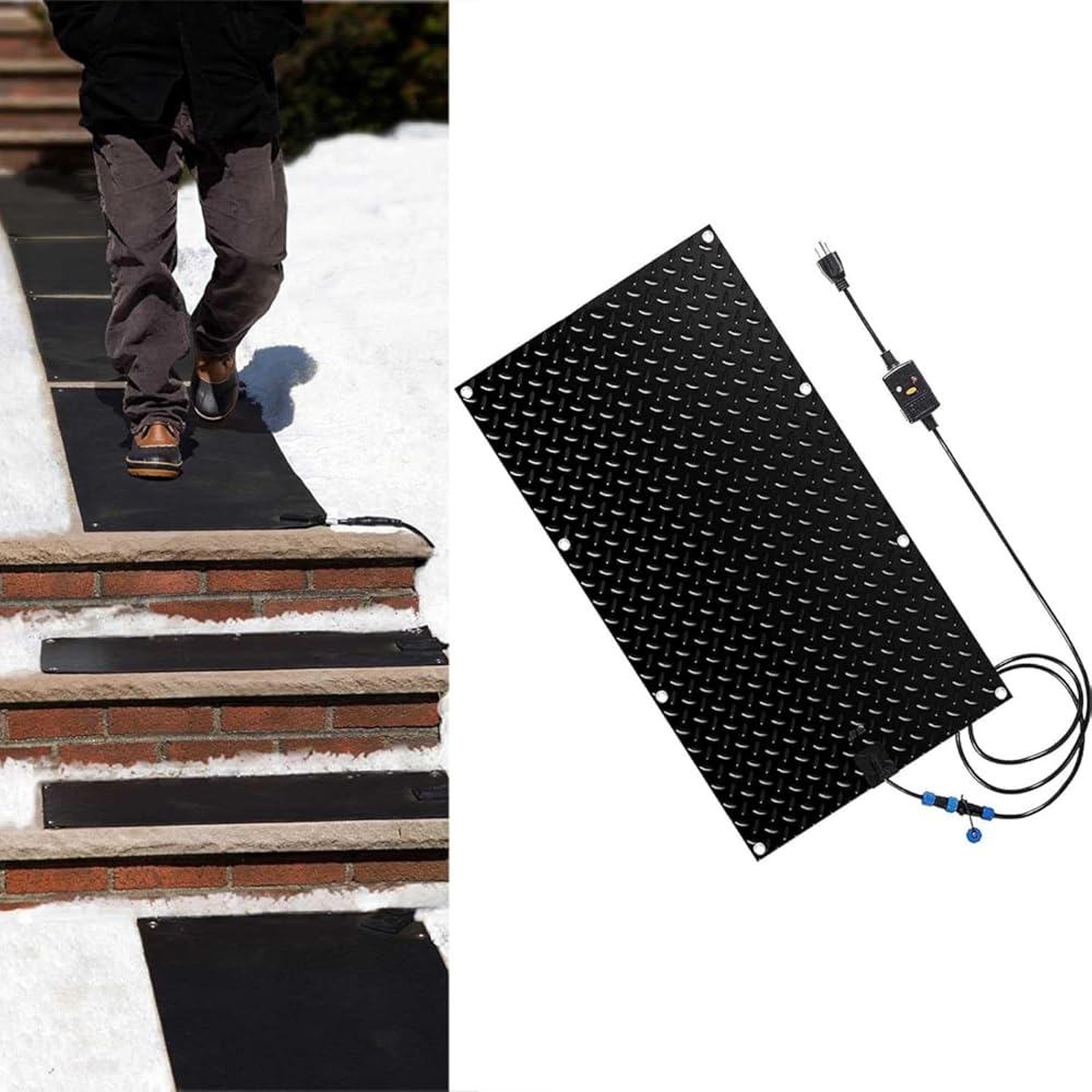 Snow Melting Walkway Mat, 1/2/3/4/5 pcs Melting Mat Slip-Proof Rubber Heated Mat, Heated Snow Melting Mats Driveway Walkway,Electric Snow Melting Mats for Winter Sn(1 Pcs-12x24in/(30x60cm))