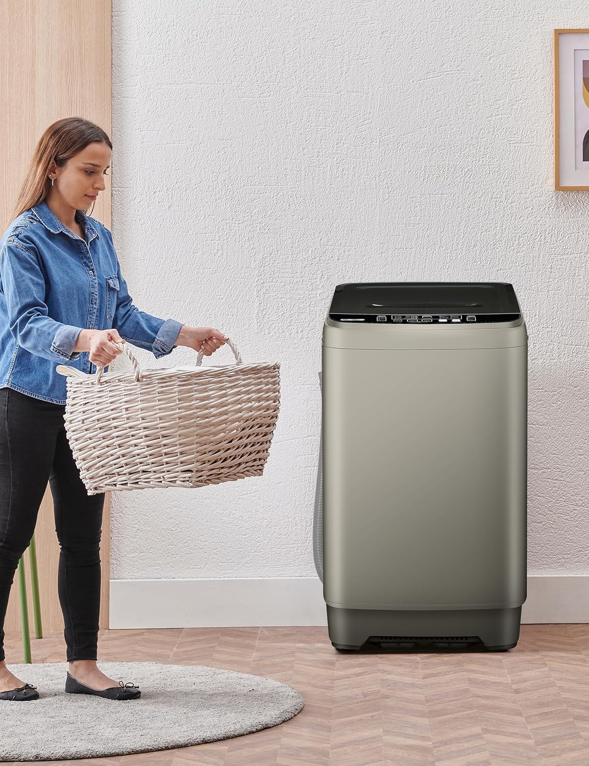 Portable Washing Machine - 2.0 Cu.ft Portable Washer Full-Automatic With LED Display, Compact Washer Ideal for Apartments, Homes, and Dorms, 10 Wash Cycles, Low Noise, IPX4 with Drain Pump