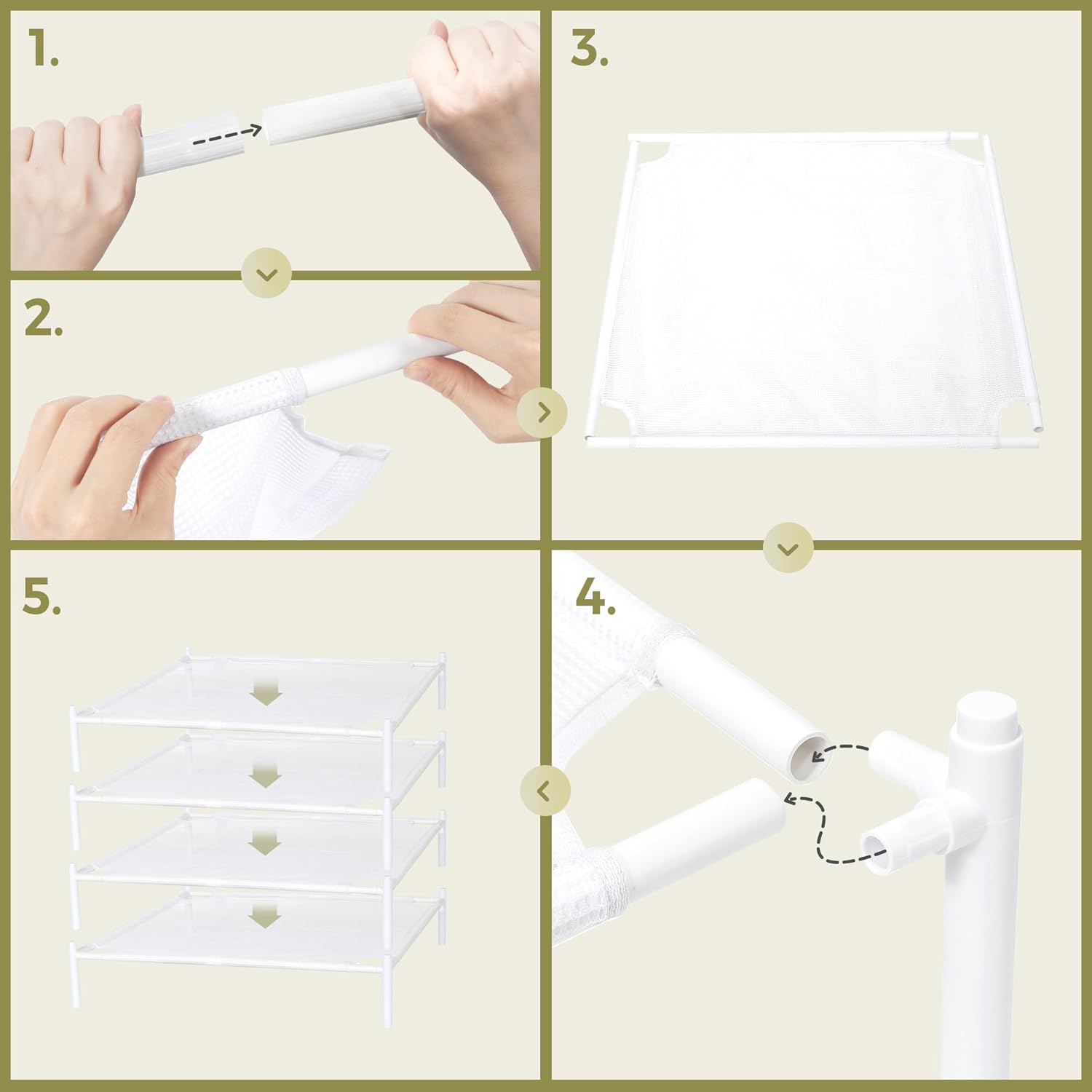 Sweater Drying Rack, 4-Layer Stackable Flat Clothes Drying Rack, Laundry Drying Rack, Mesh Air Dryer, Portable Dry Rack for Indoor & Outdoor