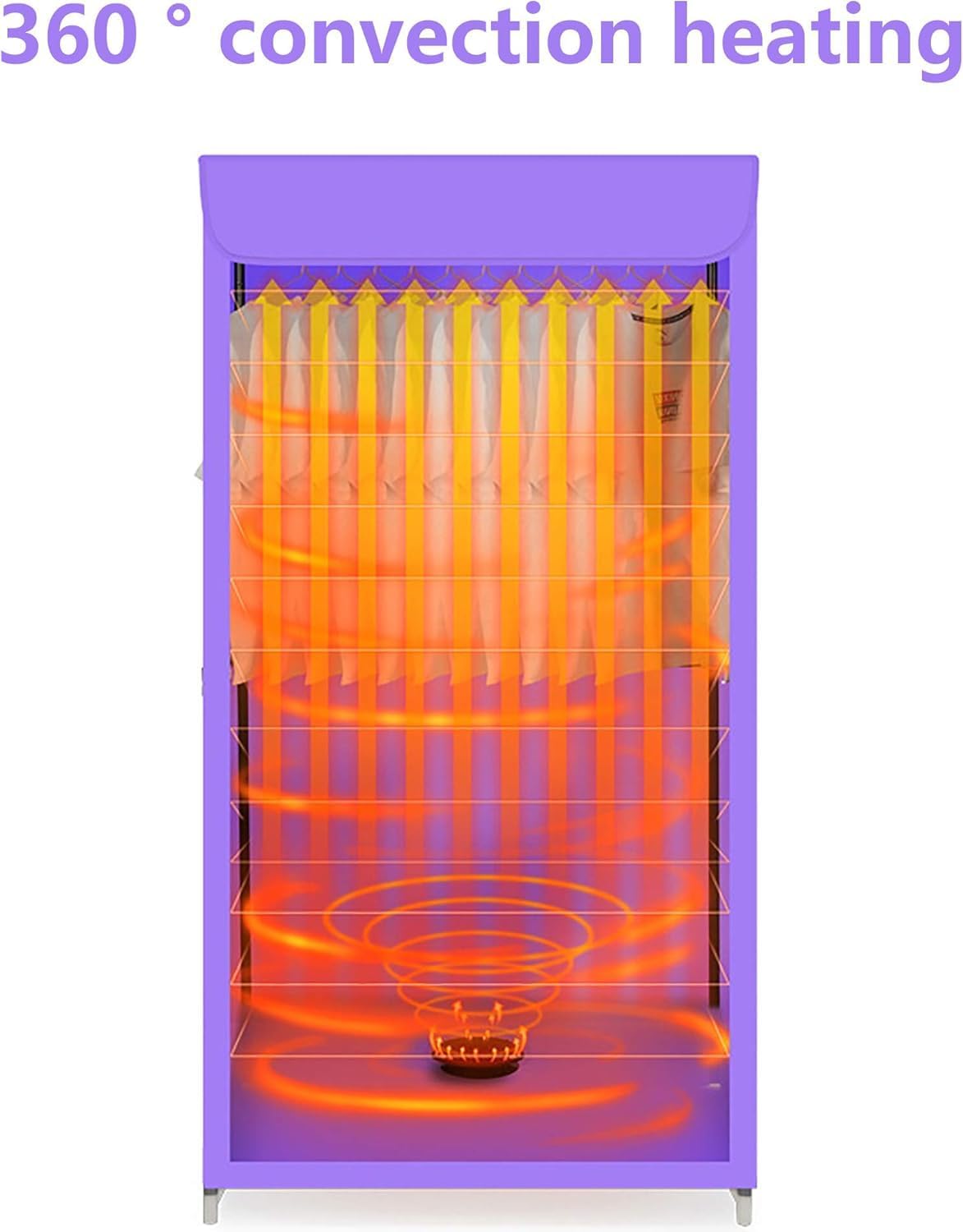 1000W Portable Electric Dryer, Double Layer Stackable Clothes Drying Rack, Rack Cabinet with Automatic Heater with 180 Minute Timer, Wine Red