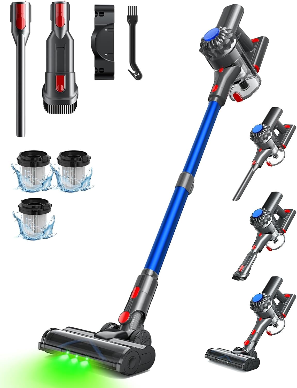 Cordless Vacuum Cleaner, 45Mins Powerful Vacuum Cleaners for Home, Lightweight Stick Vacuum Cordless with Advanced Green Light Tech, Rechargeable Battery Vacuum for Carpet,Pet Hair,Hardwood Floor