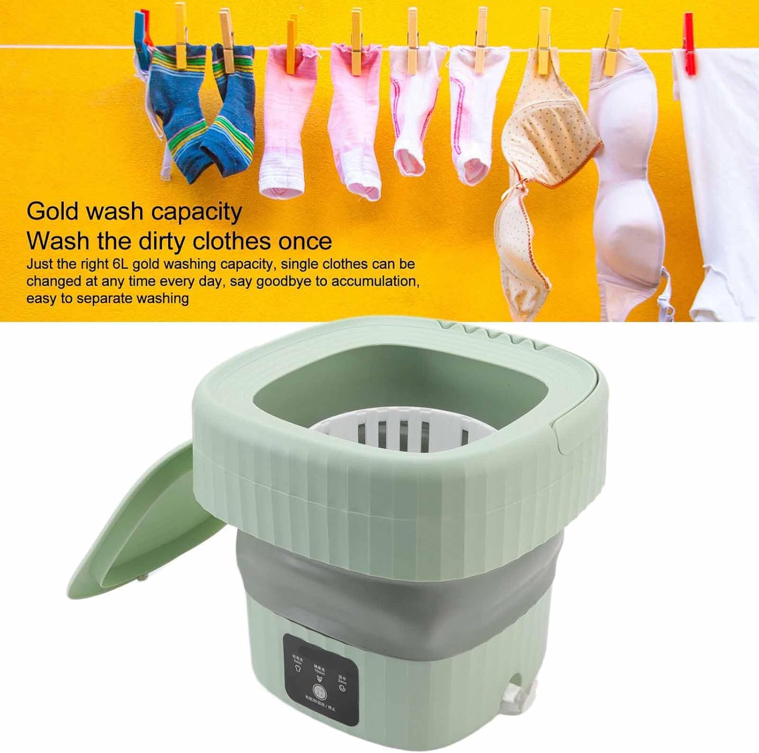 Portable Washing Machine,USB Powered Mini Turbo Washing Machine, Mini Compact Twin Tub Washing Machine Laundry Washer,Low Noise Foldable for Apartment Dorms RV Camping(US plug-green)